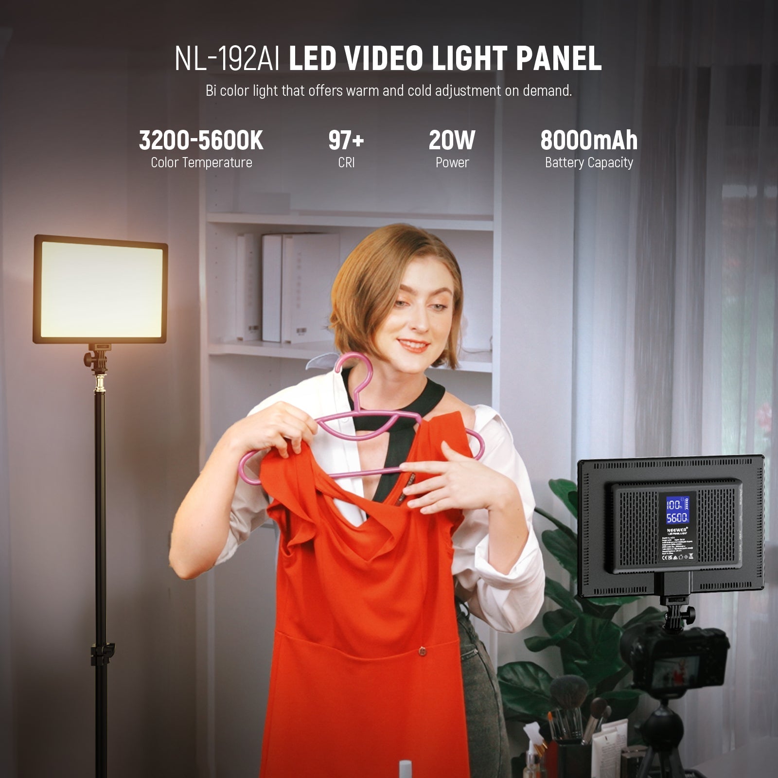 Specifications of the NEEWER NL-192AI Bi-Color LED Panel Light