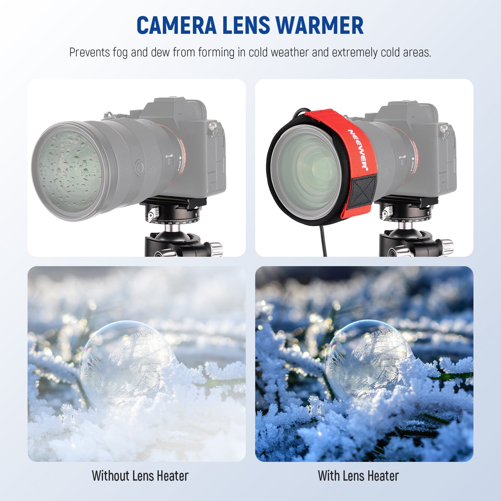 NEEWER HW-17B USB Lens Heater prevents fog and dew from froming in cold weather.