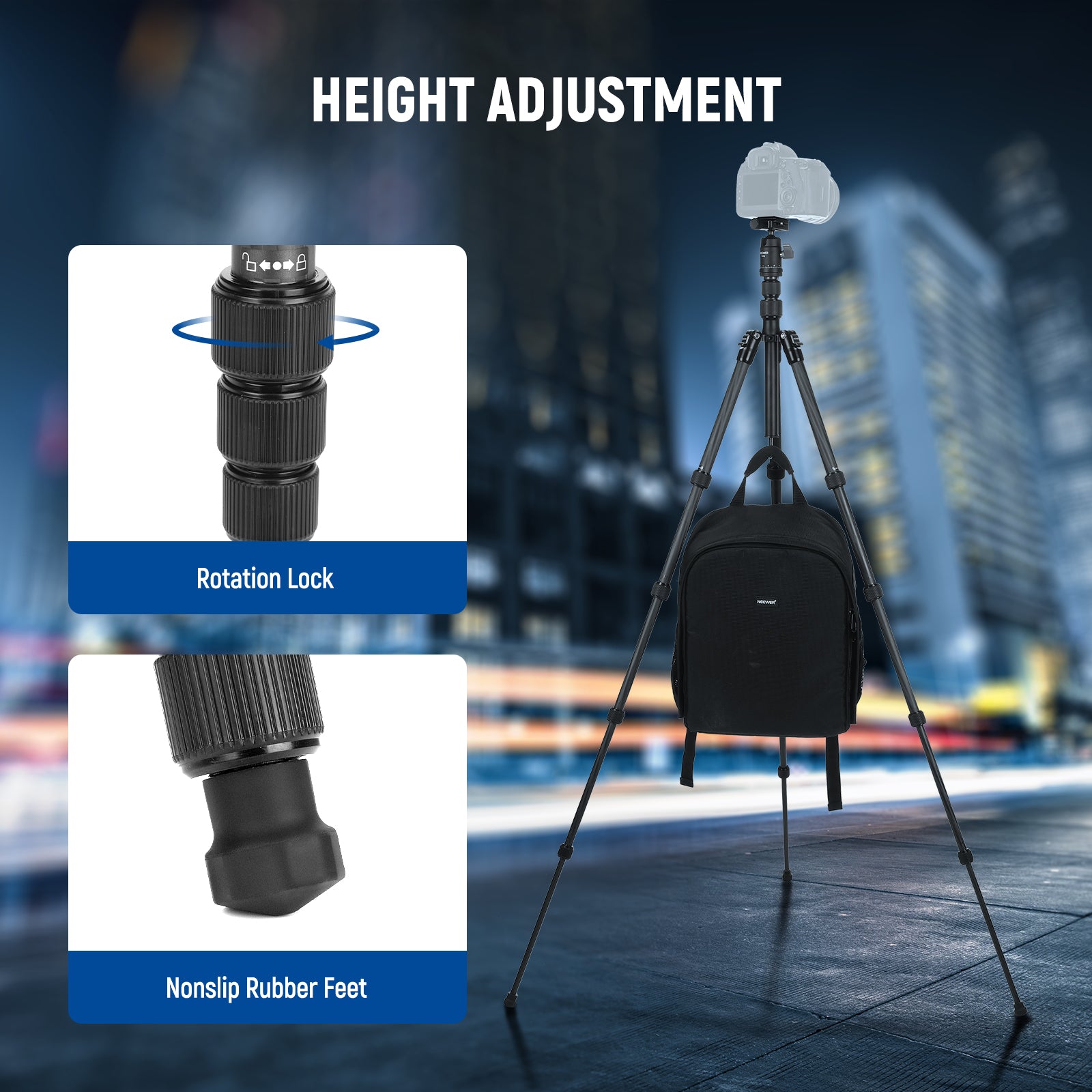 The interchangeable non slip rubber feet and metal spikes are for added stability.