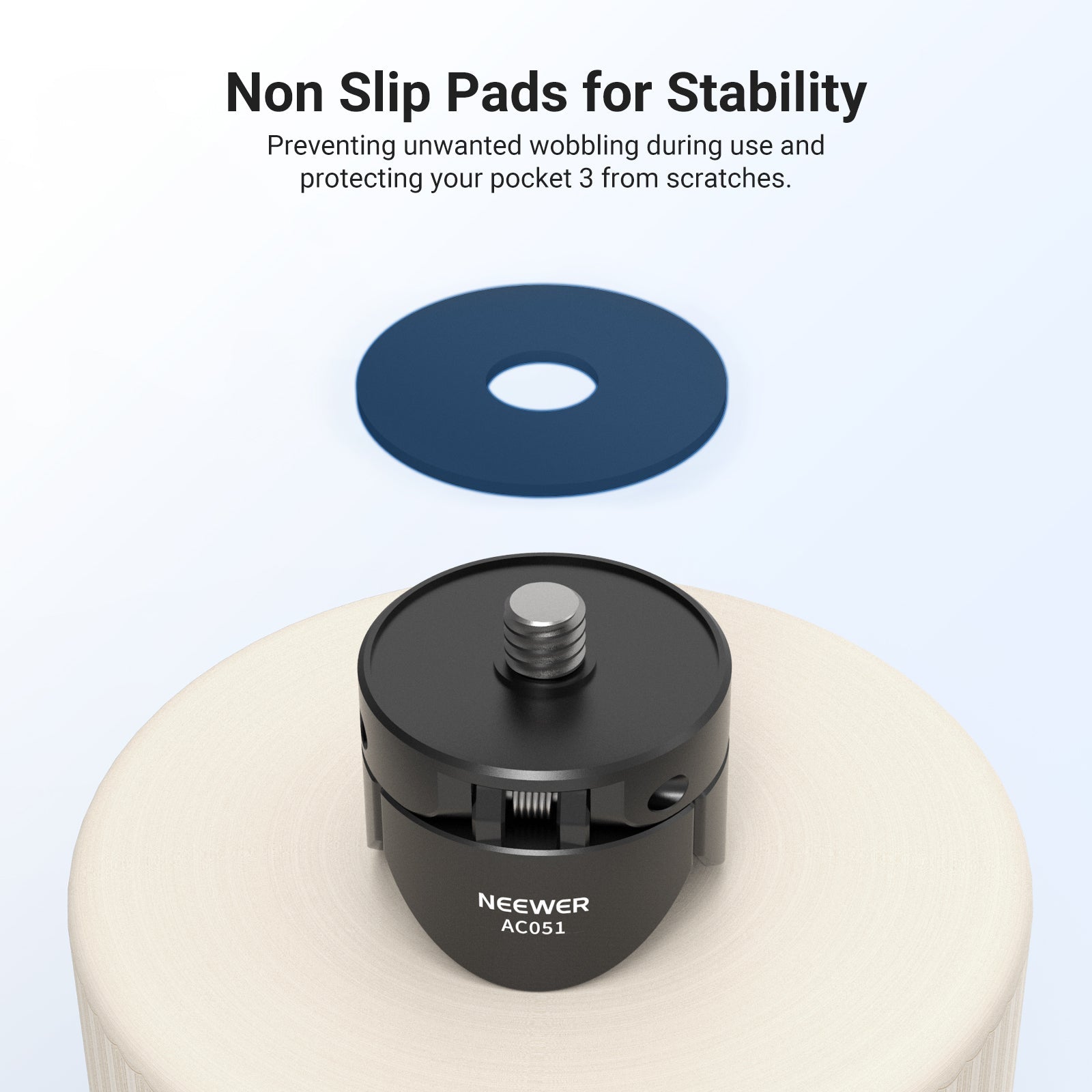 The osmo pocket 3 tripod mount features non slip rubber pads.