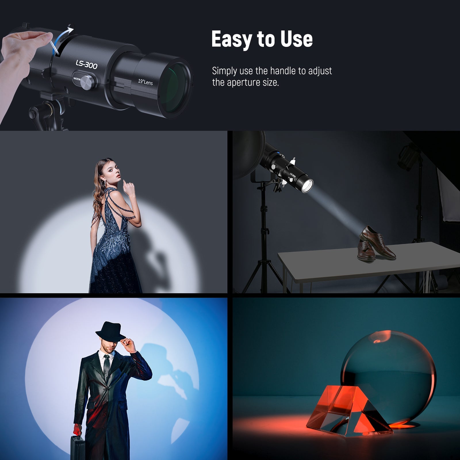 NEEWER CSS3 Spotlight Mount Iris for LS-300 Spotlight Snoot is ideal for portrait shoots.