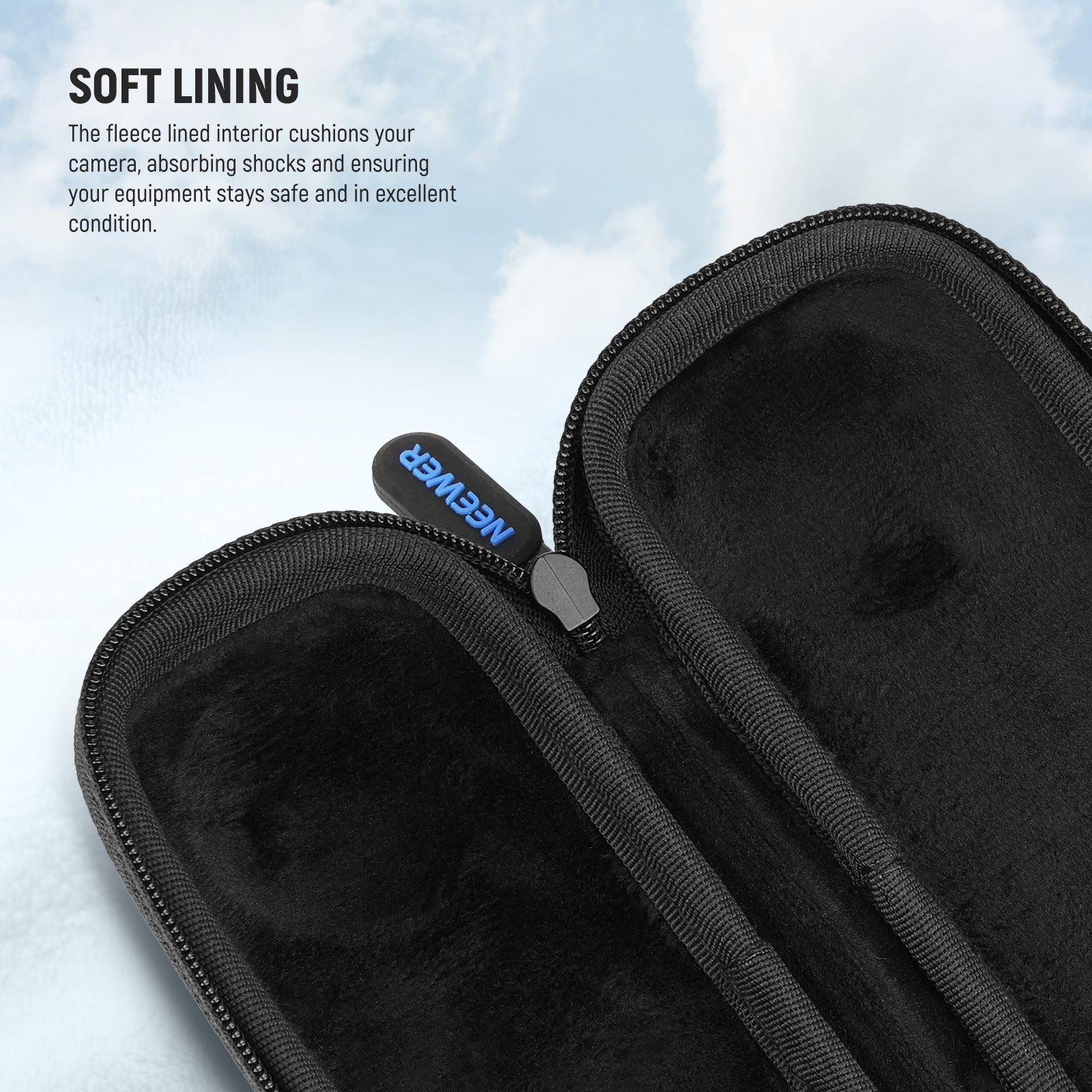 NEEWER PB032 Carrying Case features the fleece lined interior.
