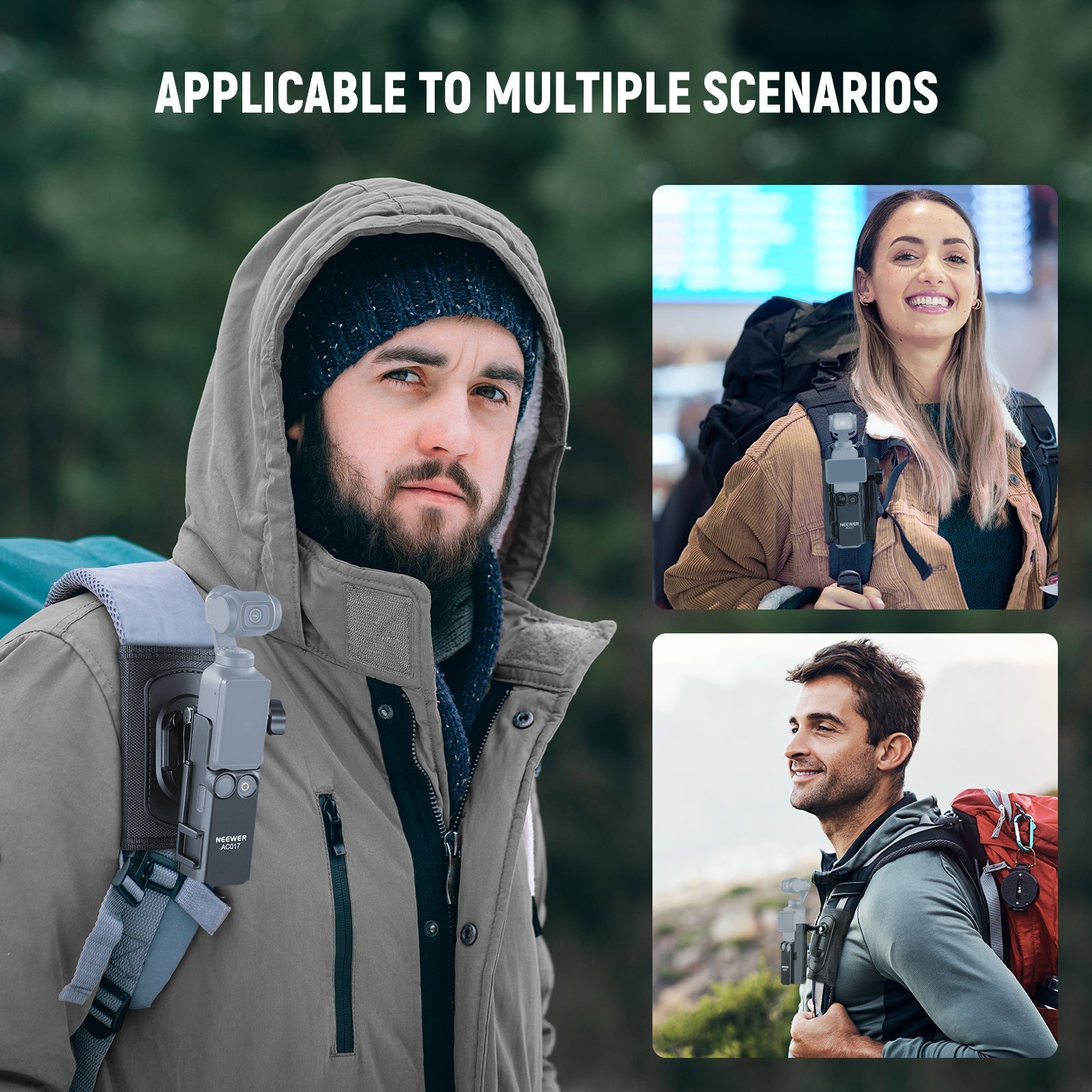 NEEWER GP-67 Backpack Strap Mount Kit is applicable to multiple scenarios.