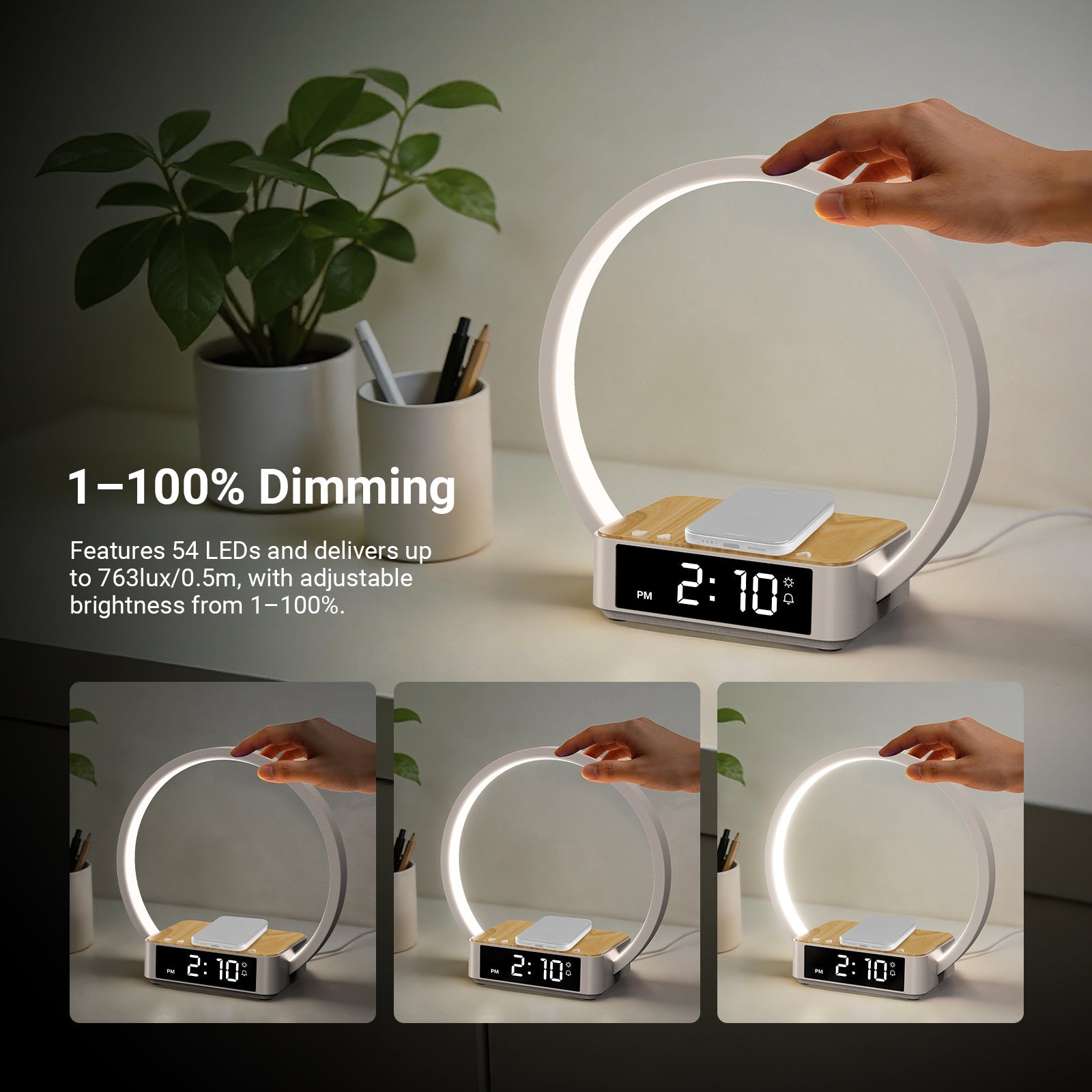 NEEWER N40 Wireless Charging Lamp features adjustable brightness from 1-100%.