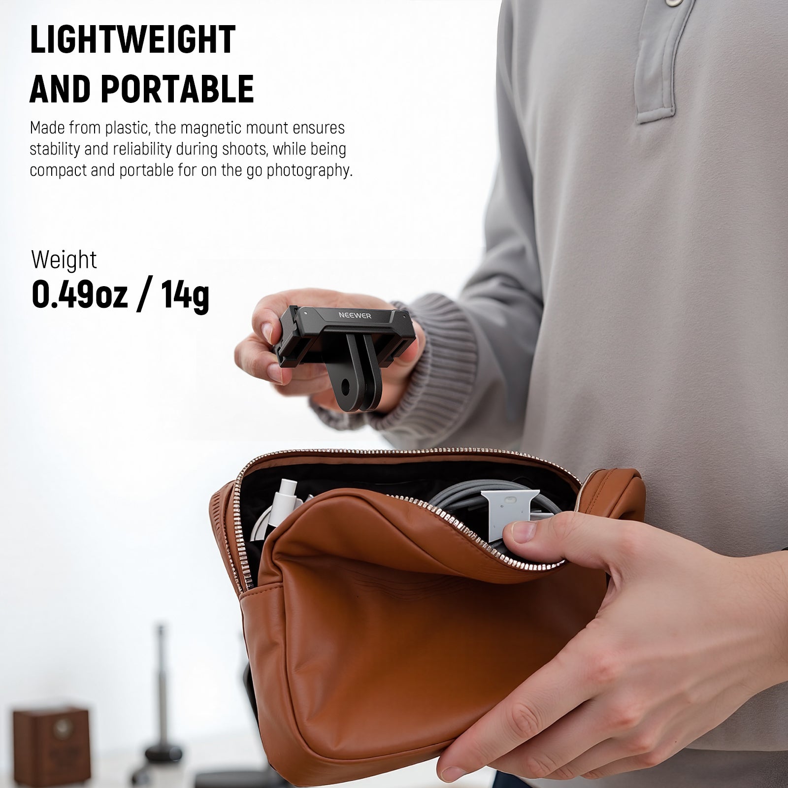 NEEWER GP-73 Magnetic Mount Adapter is lightweight and portable.