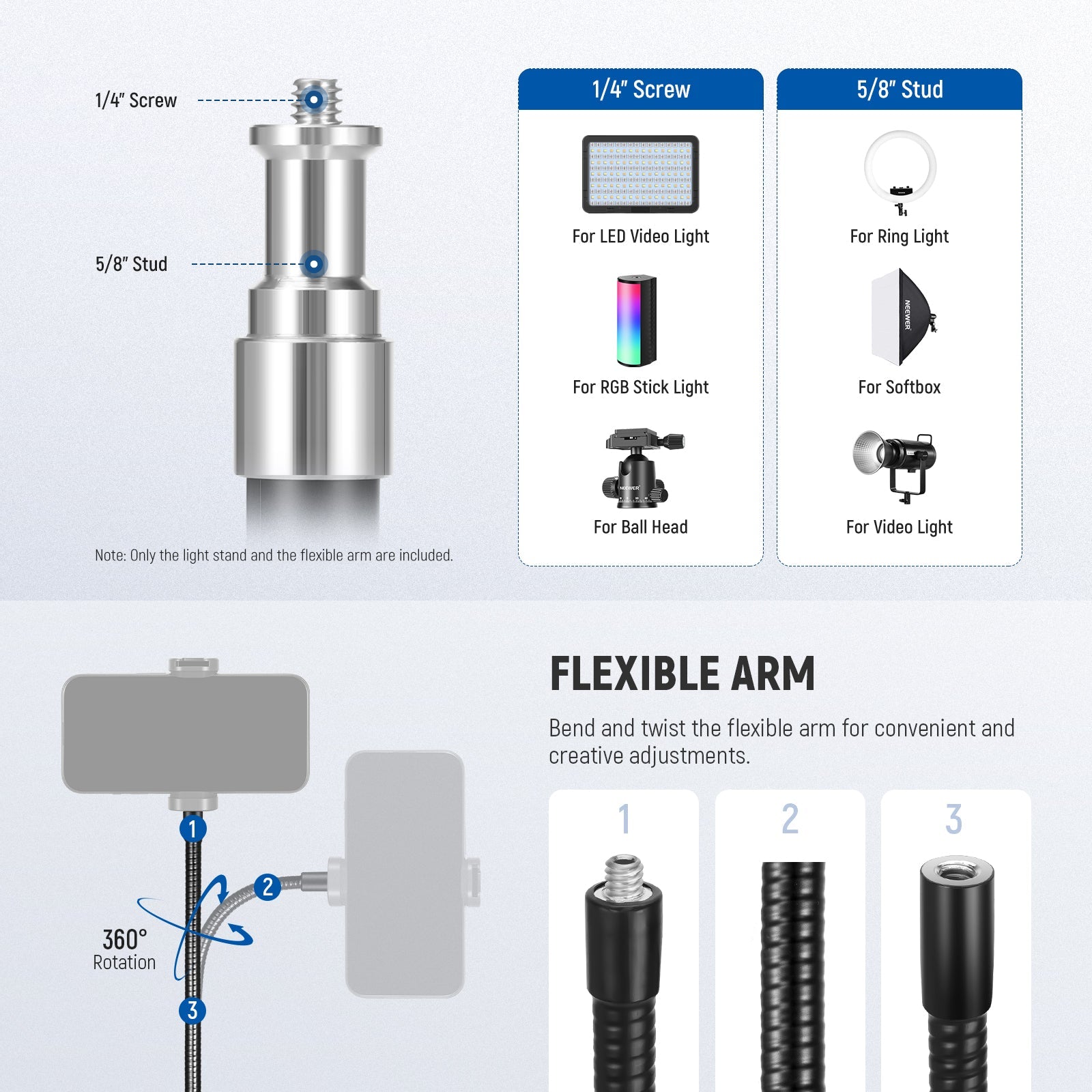 NEEWER MS010 Versatile Mic Stand Accessories Kit includes a flexible tube.