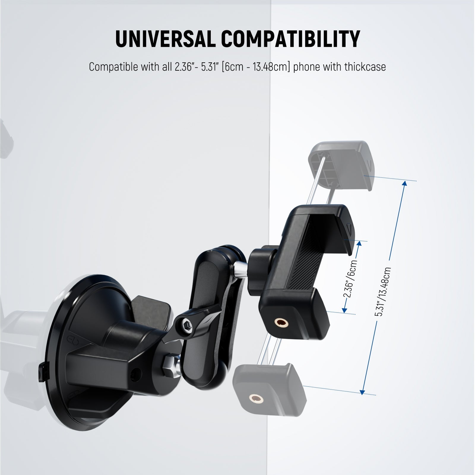 NEEWER PA136 Suction Cup Car Phone Holder is compatible with all 6cm-13.48cm phone with thickcase.