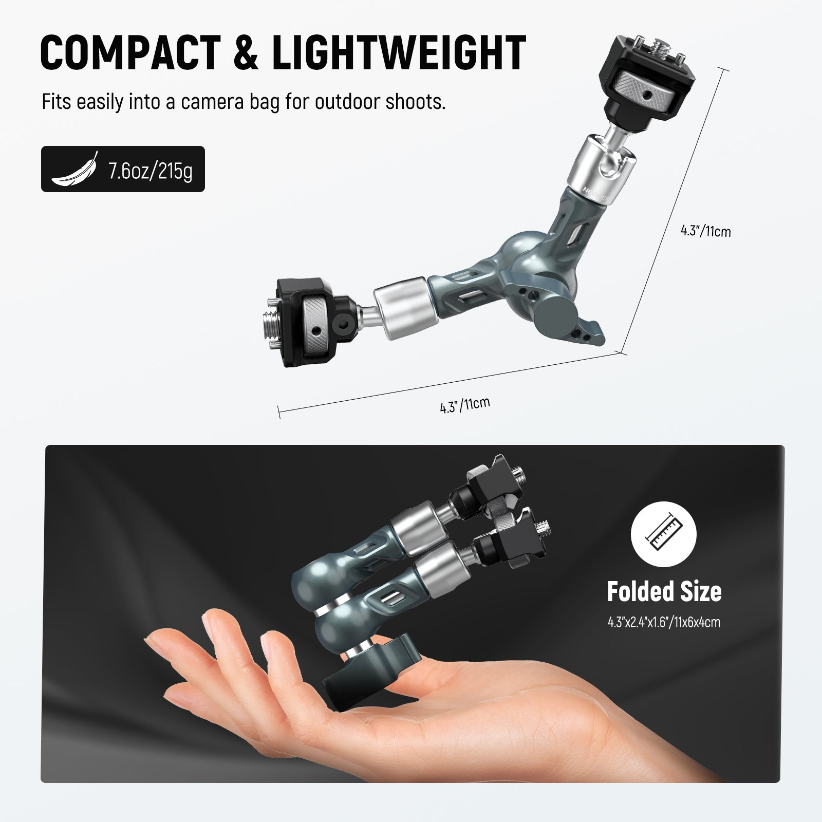 NEEWER UA082 Magic Arm Camera Mount is compact.