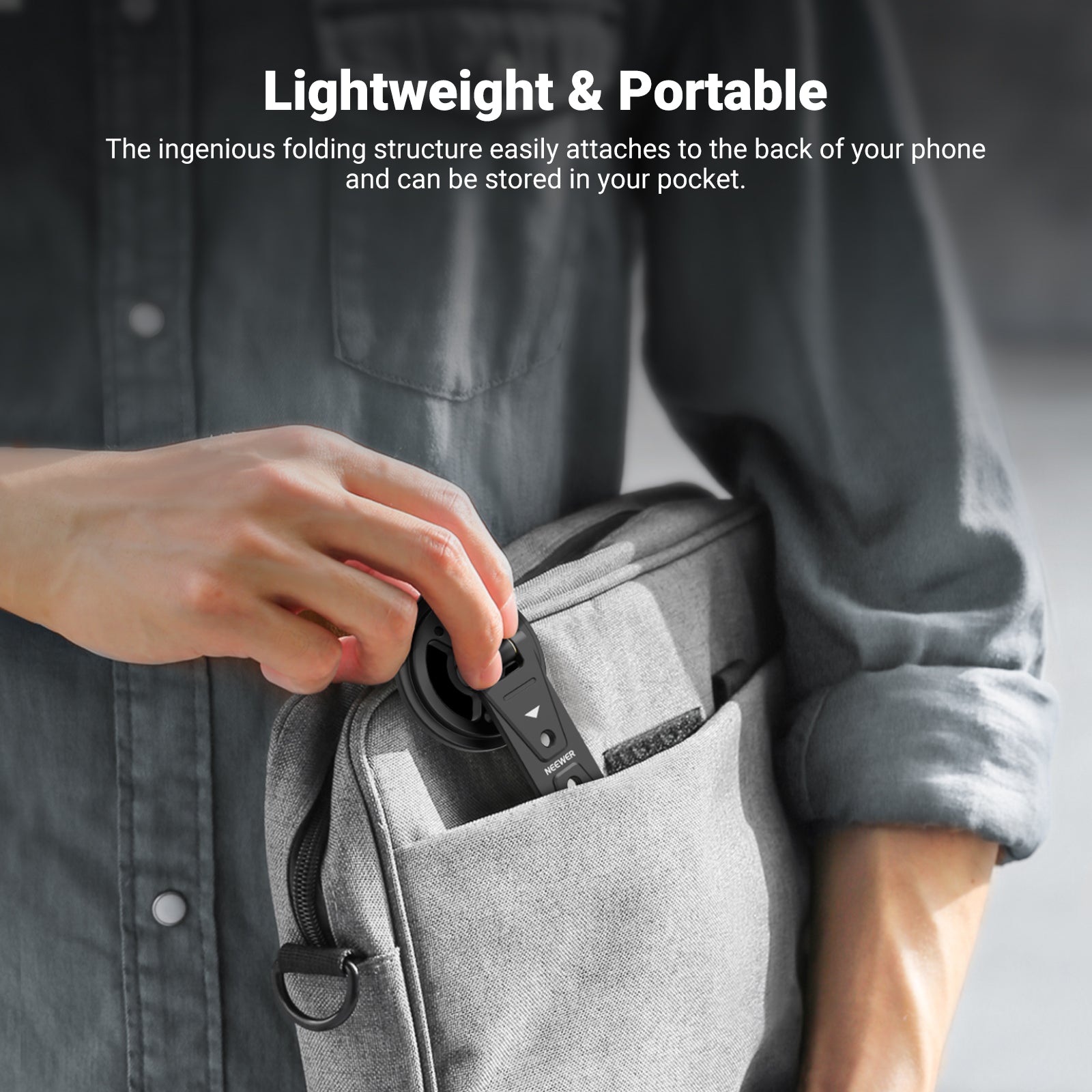 NEEWER DS031 Magnetic Phone Mount with Cold Shoe can be stored in the pocket easily.