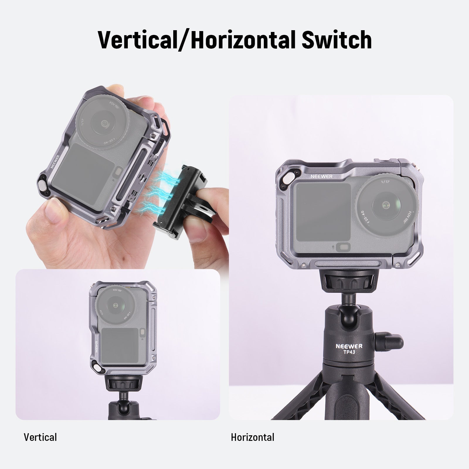 NEEWER AC049 Camera Cage supoorts to switch between vertical and horizontal modes.