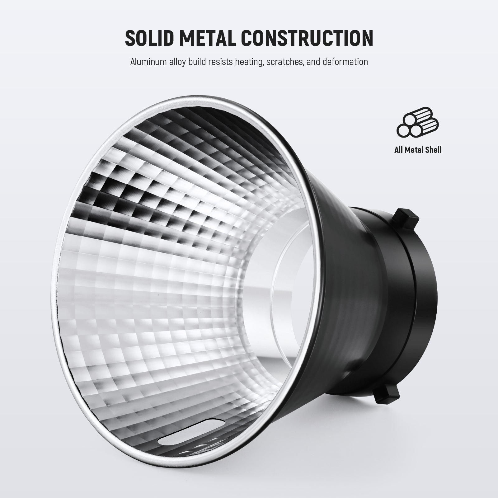 NEEWER RF1 Fish Scale Pattern Standard Reflector Diffuser features the solid metal canstruction.