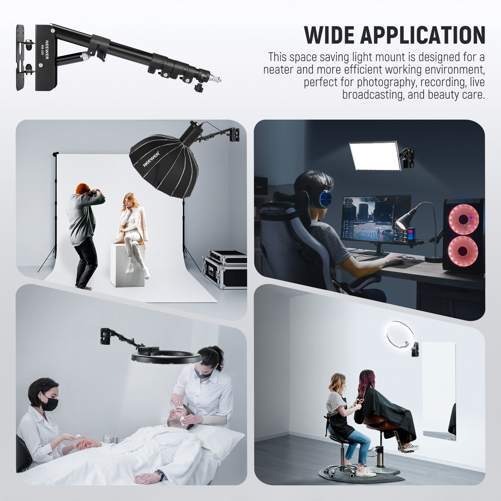 Wide Applications of the NEEWER WB-100 116cm Triangle Wall Mounting Boom Arm