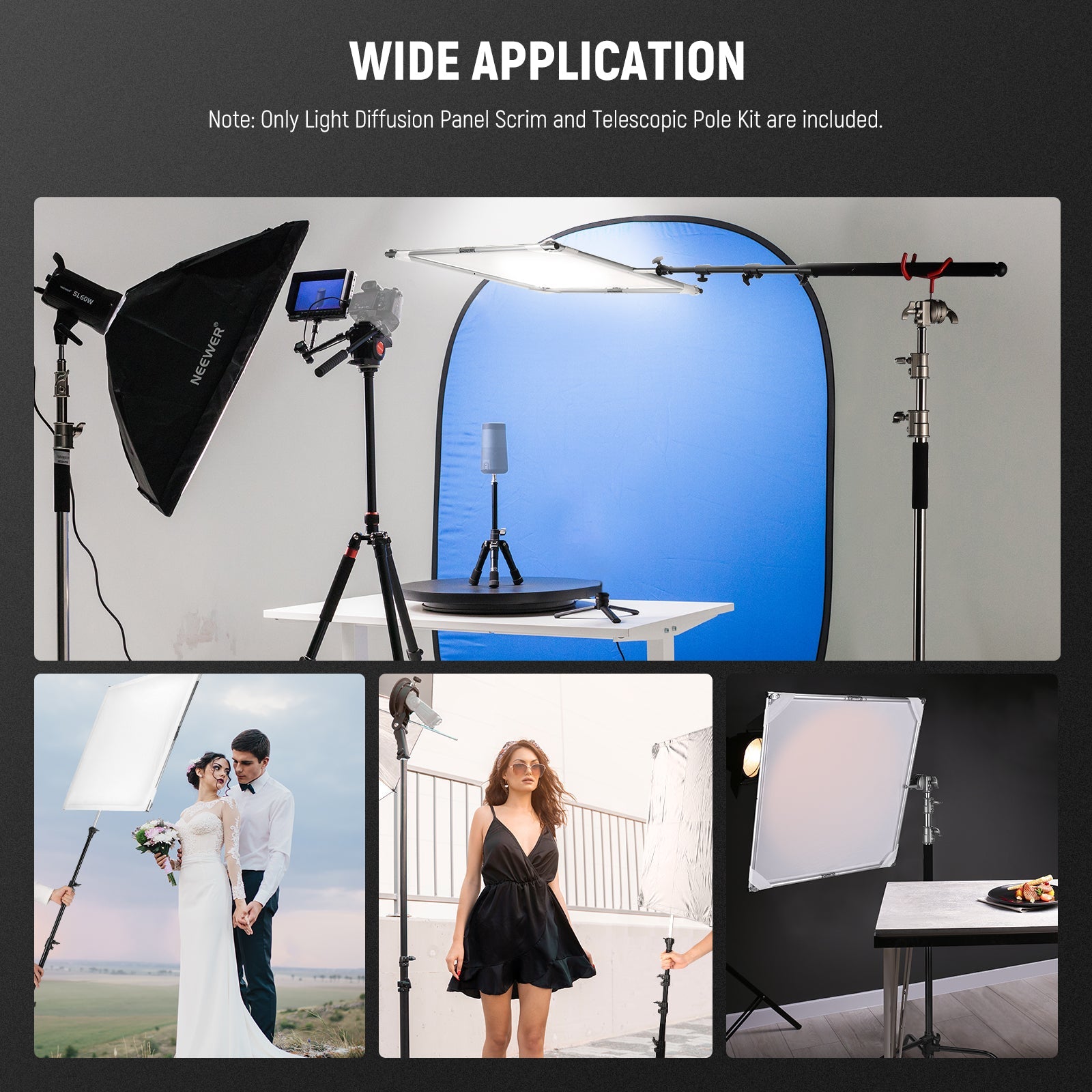 Wide Applications of the NEEWER SF7575F Light Diffusion Panel Scrim Kit