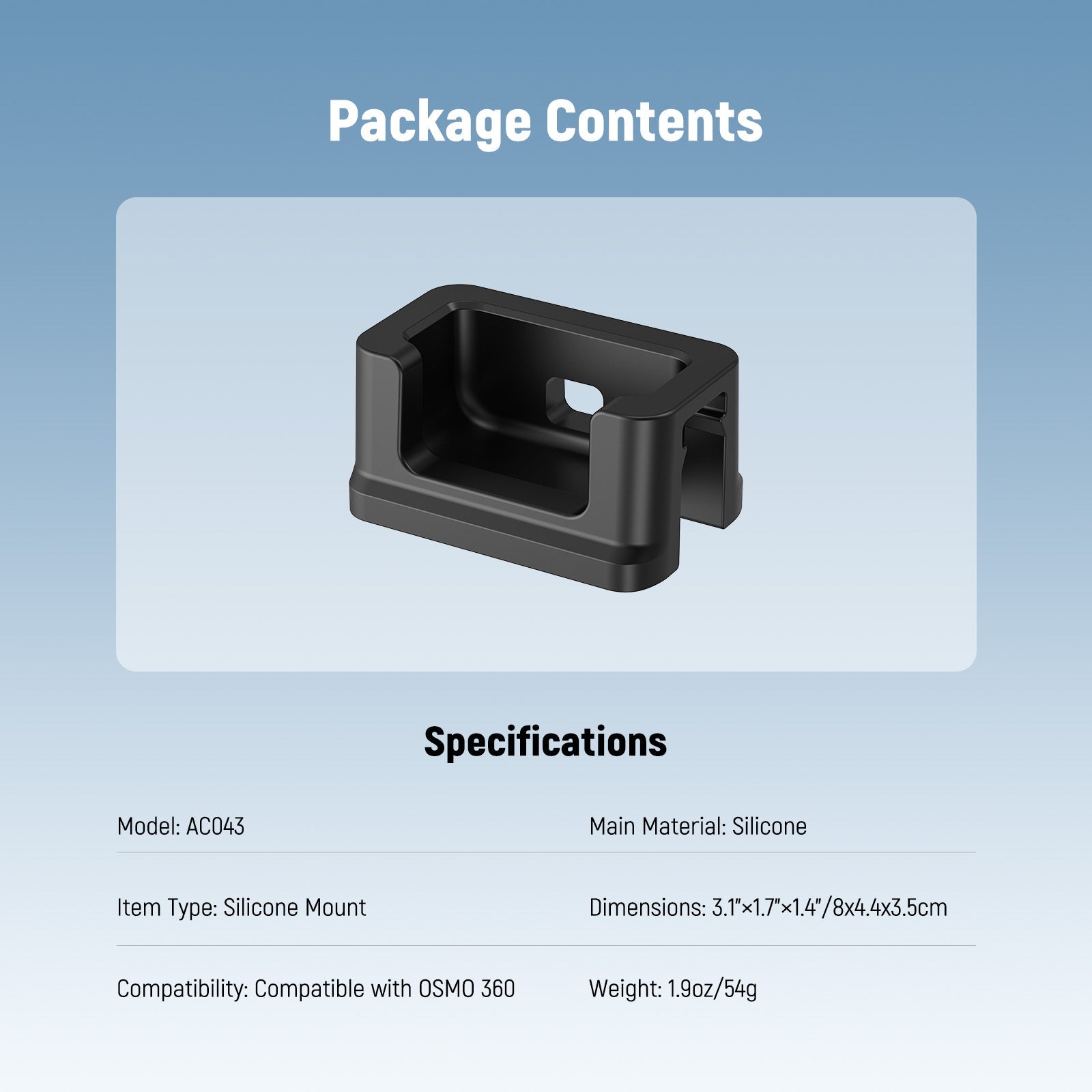 The desktop camera mount stand base compatible with DJI OSMO 360 weighs 1.9 oz.