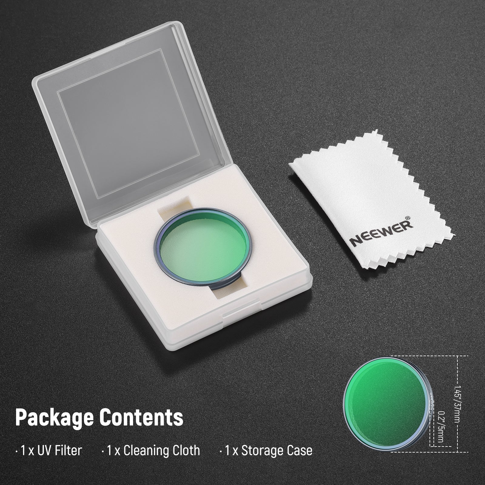 Package Contents of the NEEWER FL-A70 UV Filter For DJI Osmo Action 5 Pro/4/3