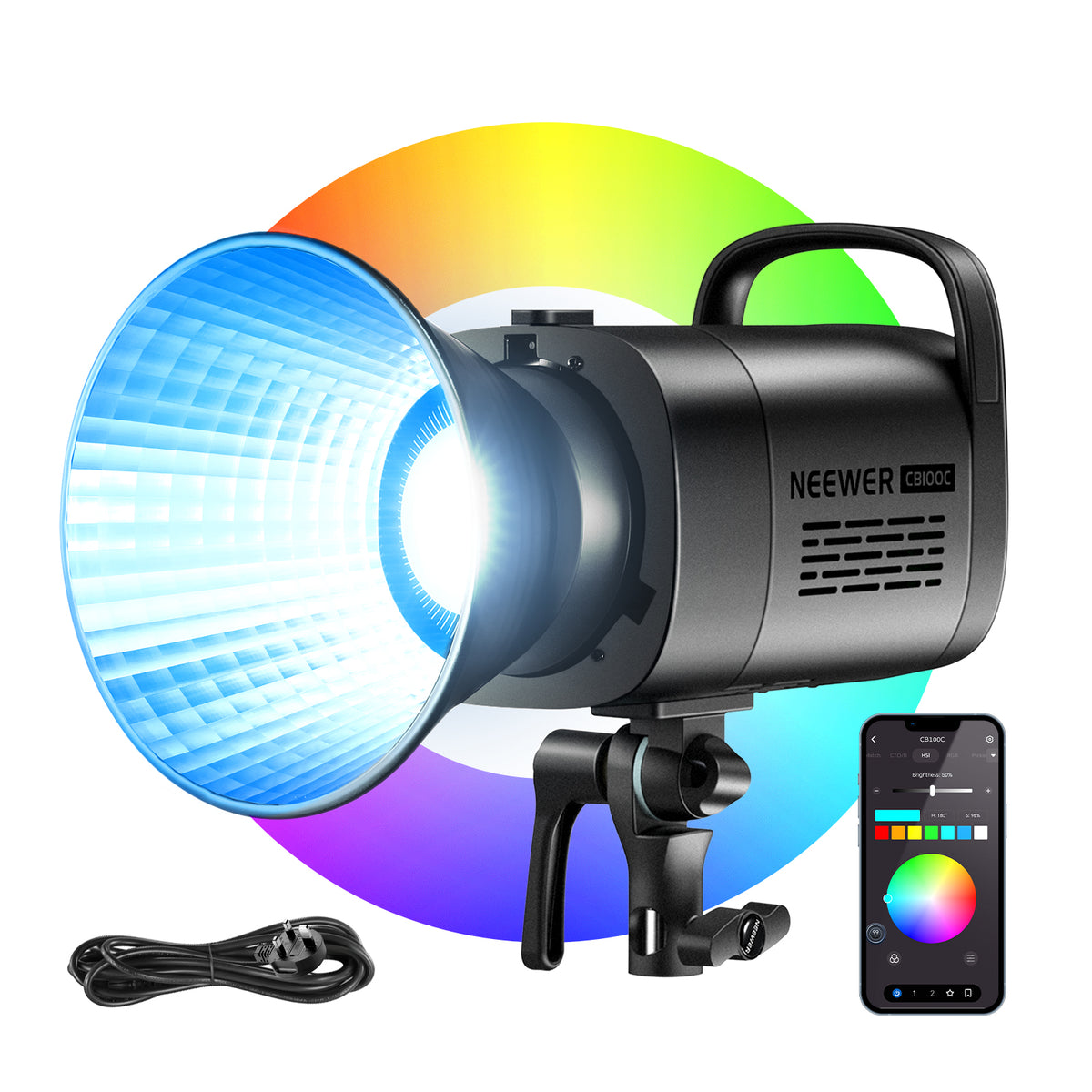 neewer cb100c 130w rgb led video light review