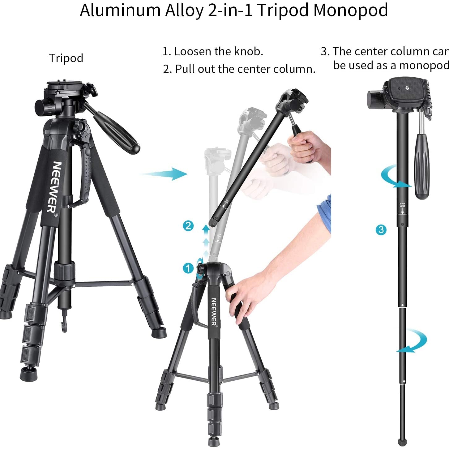 Neewer Portable Aluminum Alloy Camera 2-in-1 Tripod Monopod - neewer.com