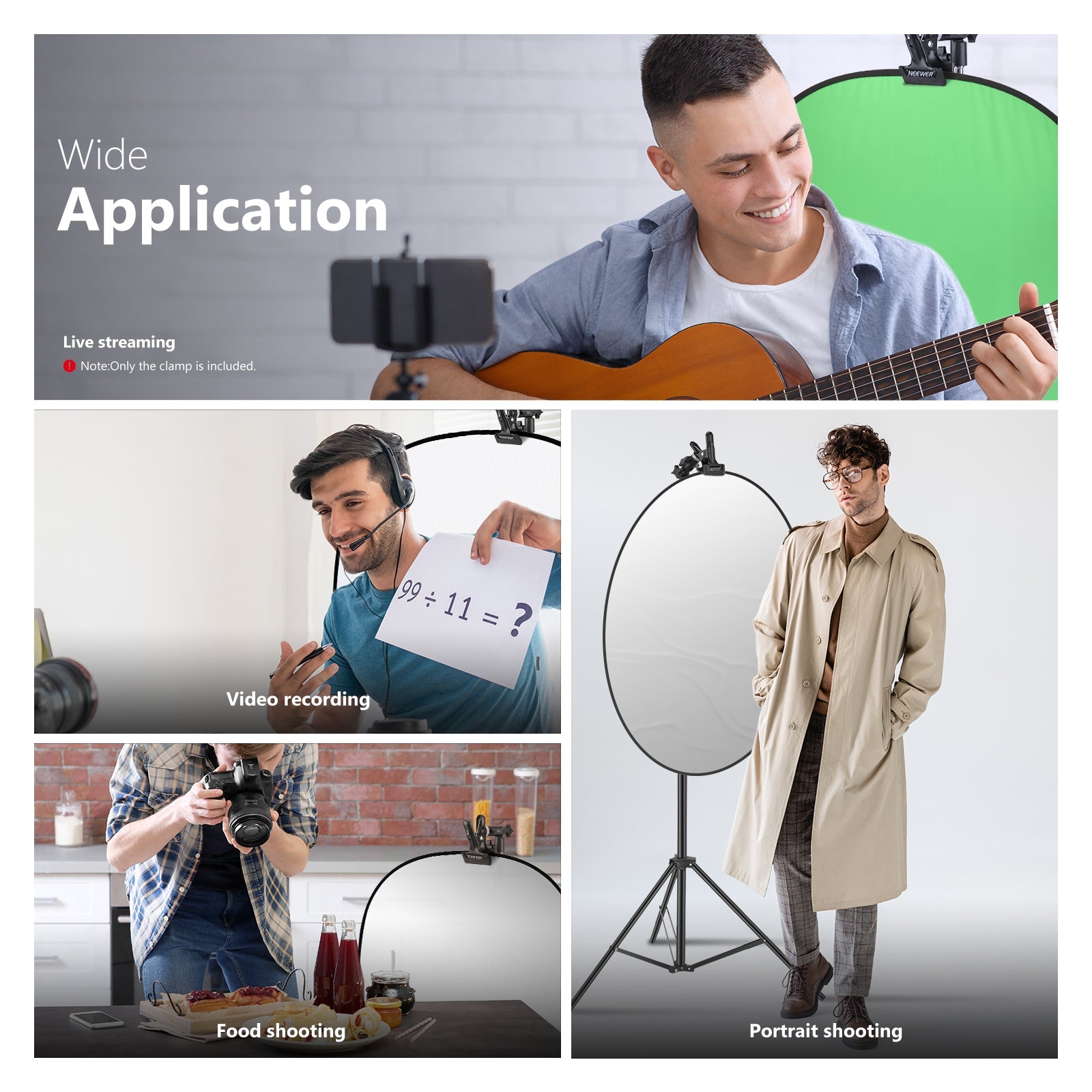 Neewer 2/3 Packs Photo Studio Heavy Duty Metal Clamp Holder with 5/8" Light Stand Attachment