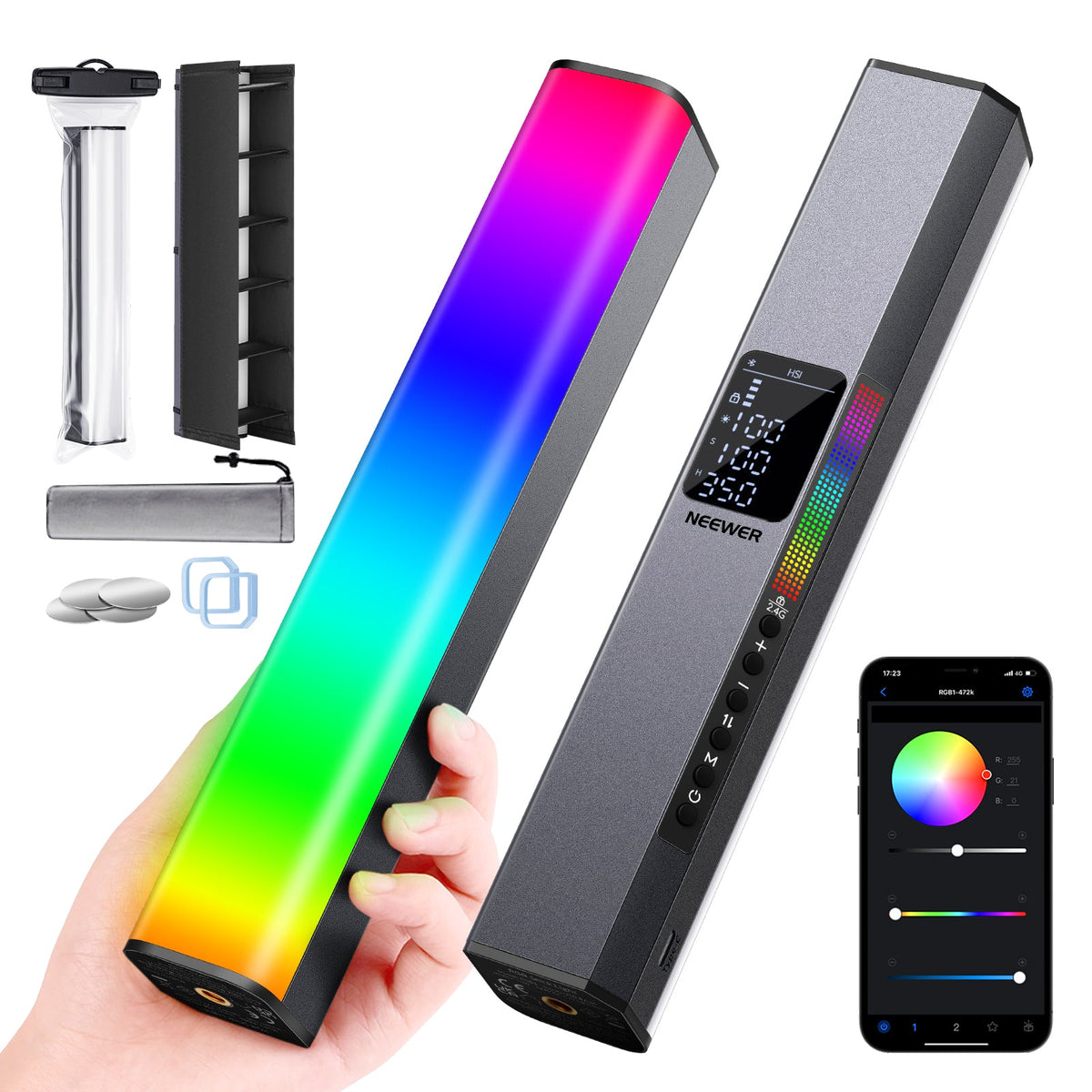 D2 Handheld RGB Light Tube LED Video Light Wand 2500K/5500K/8500K Dimmable 7 Colorful Light Effects Built-in Battery for Vlog Live Streaming Product Photography D2 Handheld RGB Light Tube LED Video Light Wand 2500K/5500K/8500K Dimmable 7 Colorful Light Effects Built-in Battery for Vlog Live Streaming Product Photography