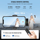 2.4G wireless technology ensures 328ft/100m transmission with 26ms low latency in open, unobstructed areas.