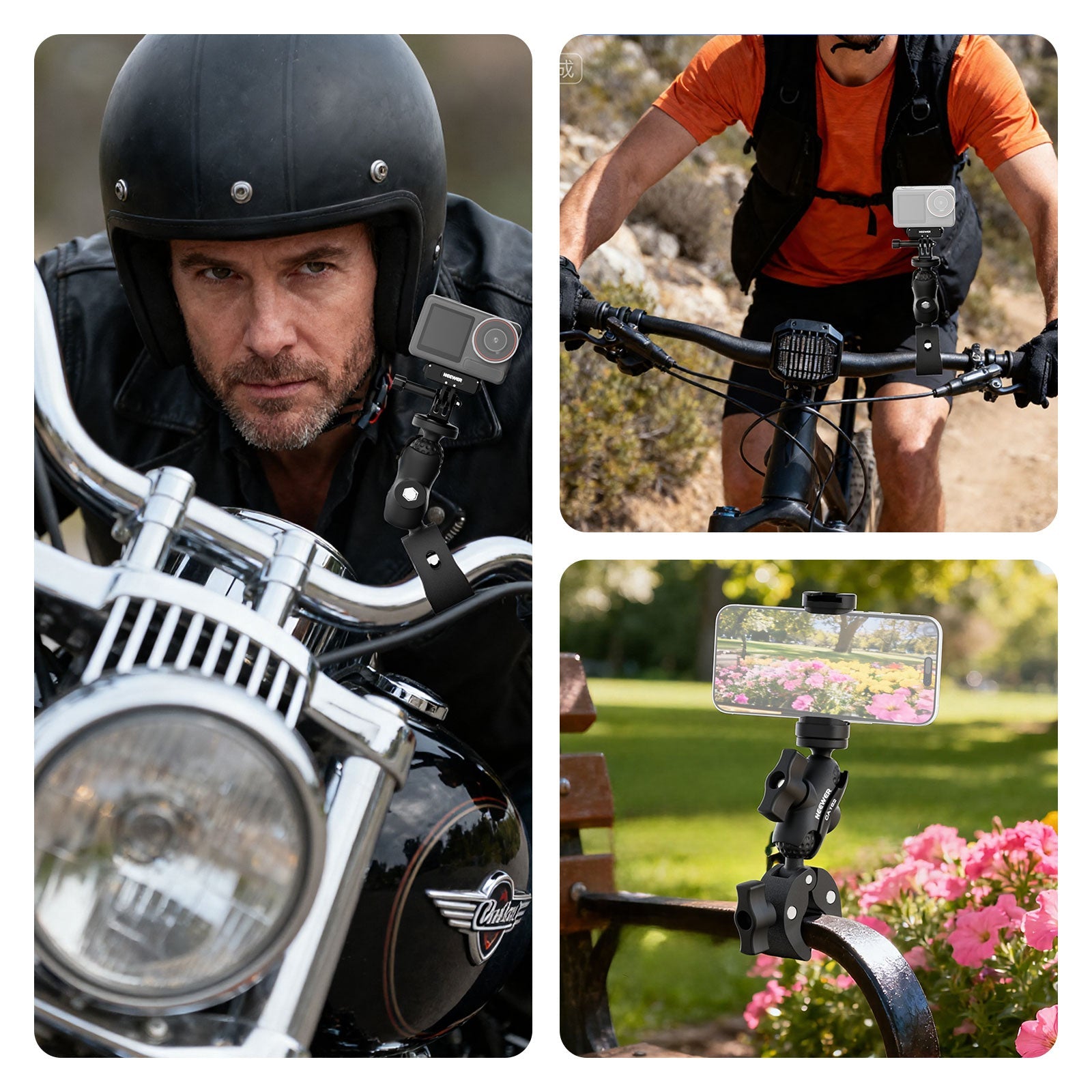 Scenarios for NEEWER CA162 Super Clamp Action Camera Mount Kit