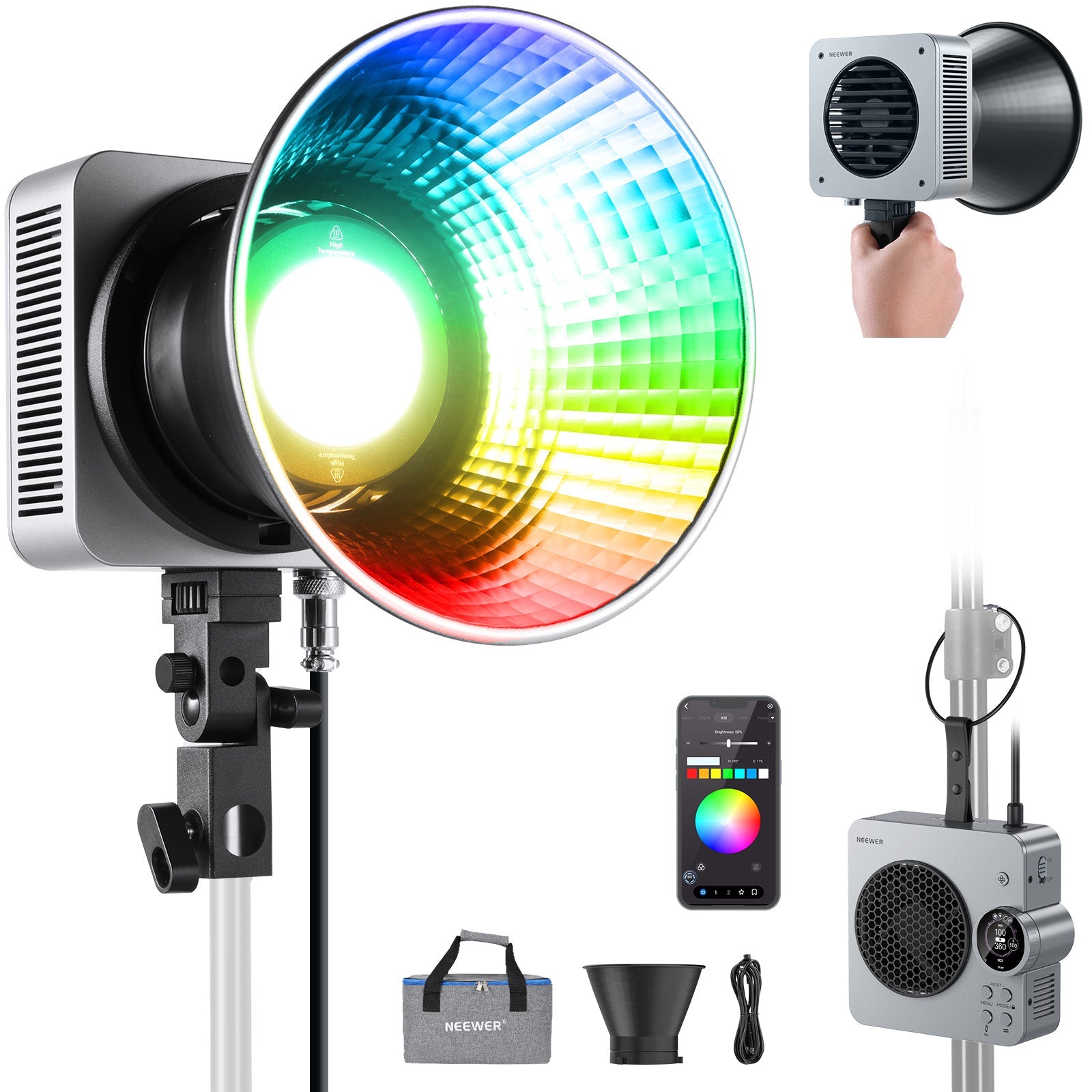 NEEWER HS200C 280W Portable Handheld RGB LED Video Light
