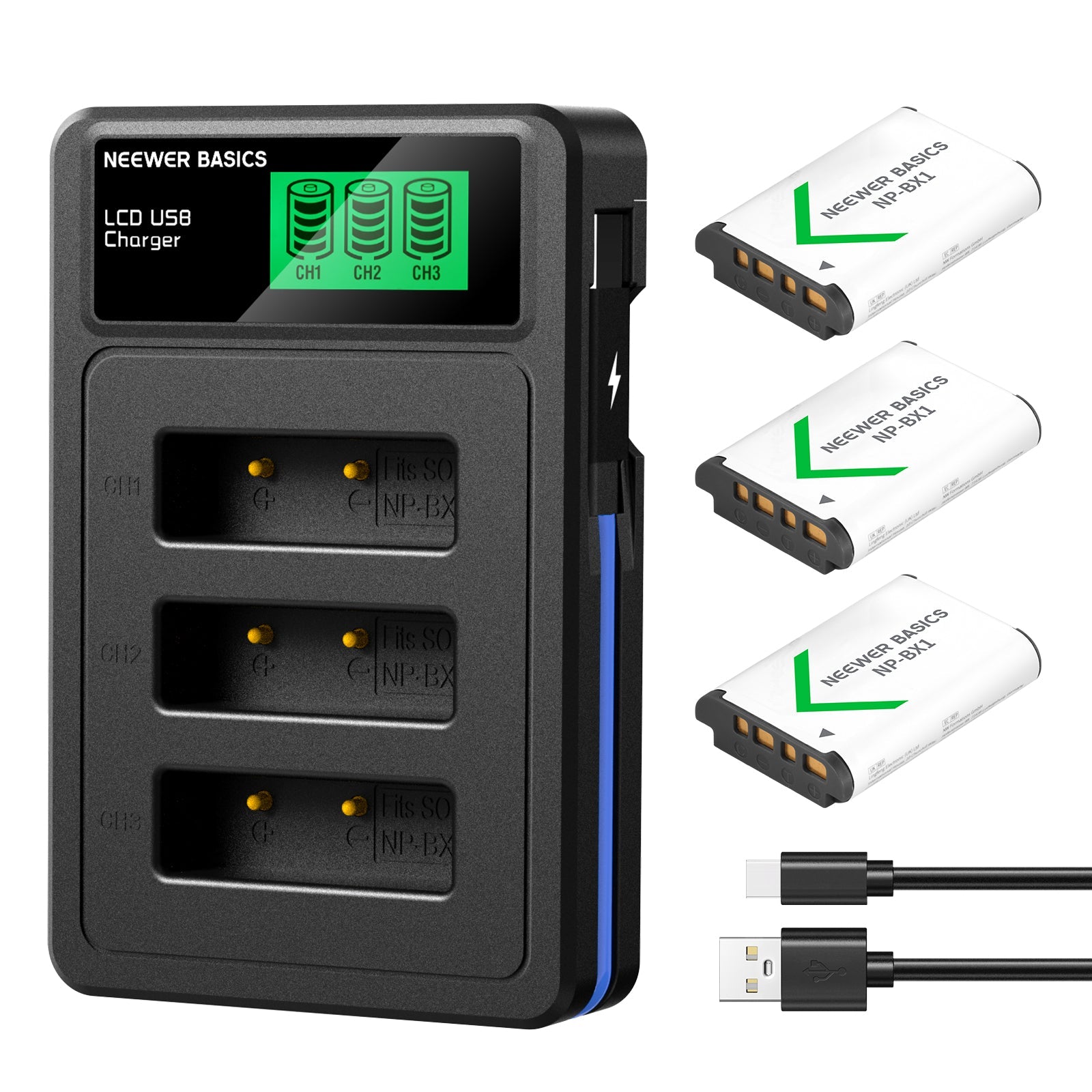 NEEWER BASICS NP-BX1 Replacement Battery Charger Kit for Sony