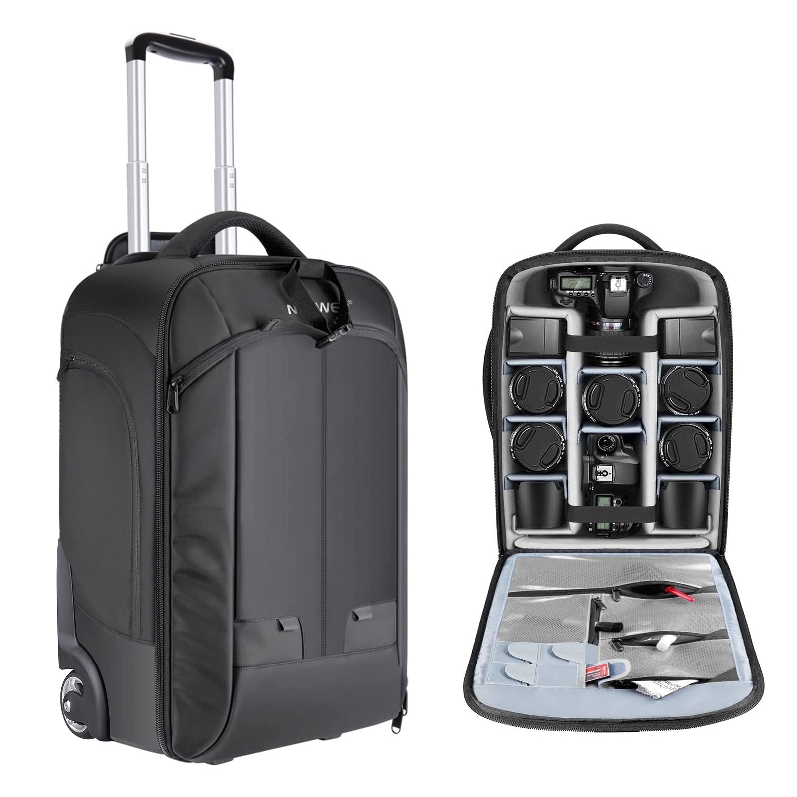 rolling backpack rain cover NEEWER Convertible Rolling Camera Backpack with Waterproof Rain Cover and Adjustable Dividers – NEEWER.UK