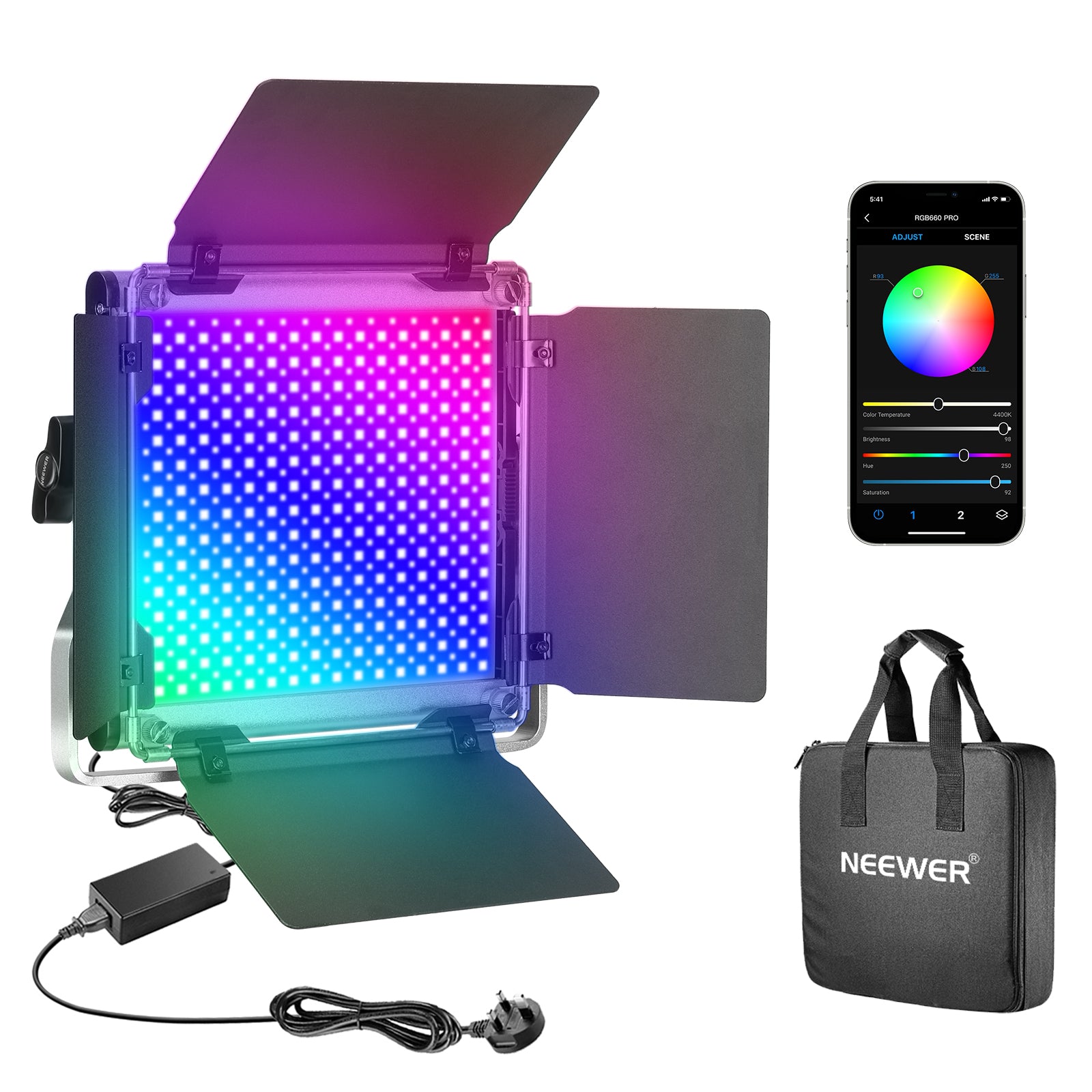 NEEWER Upgrades 660 PRO II RGB LED Videolicht mit App Steuerung & Stativ Ständer, 2 Pack 50W Key Light Panel Videoleuchte mit 7000lux CRI97 3200K~ 5600K für Game Streaming YouTube Studio Fotografie NEEWER Upgrades 660 PRO II RGB LED Videolicht mit App Steuerung & Stativ Ständer, 2 Pack 50W Key Light Panel Videoleuchte mit 7000lux CRI97 3200K~ 5600K für Game Streaming YouTube Studio Fotografie