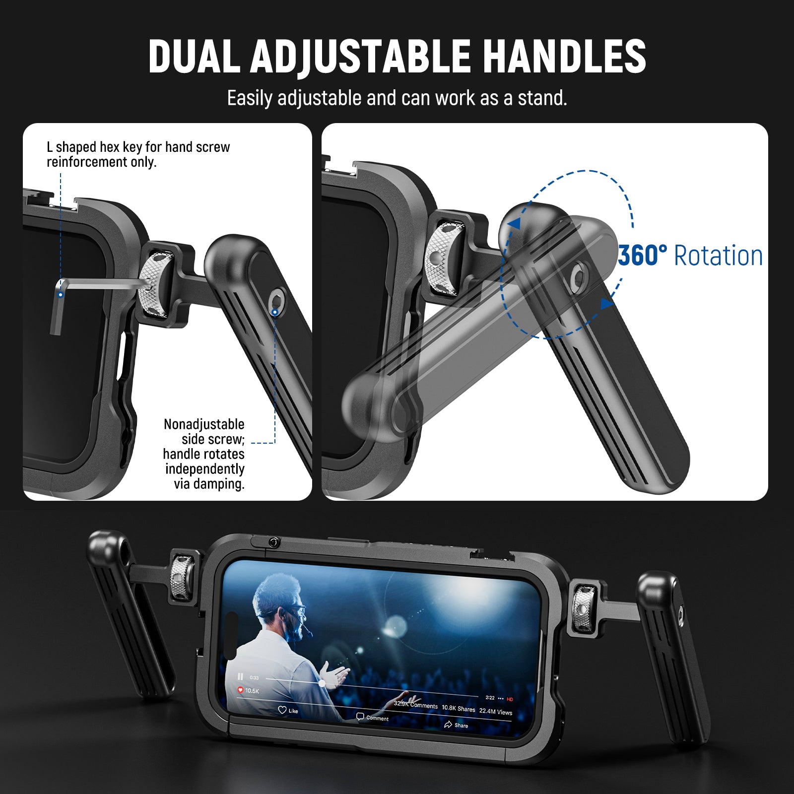 NEEWER PA023 Metal Cage Video Rig iPhone 15 Pro/ Pro Max - NEEWER