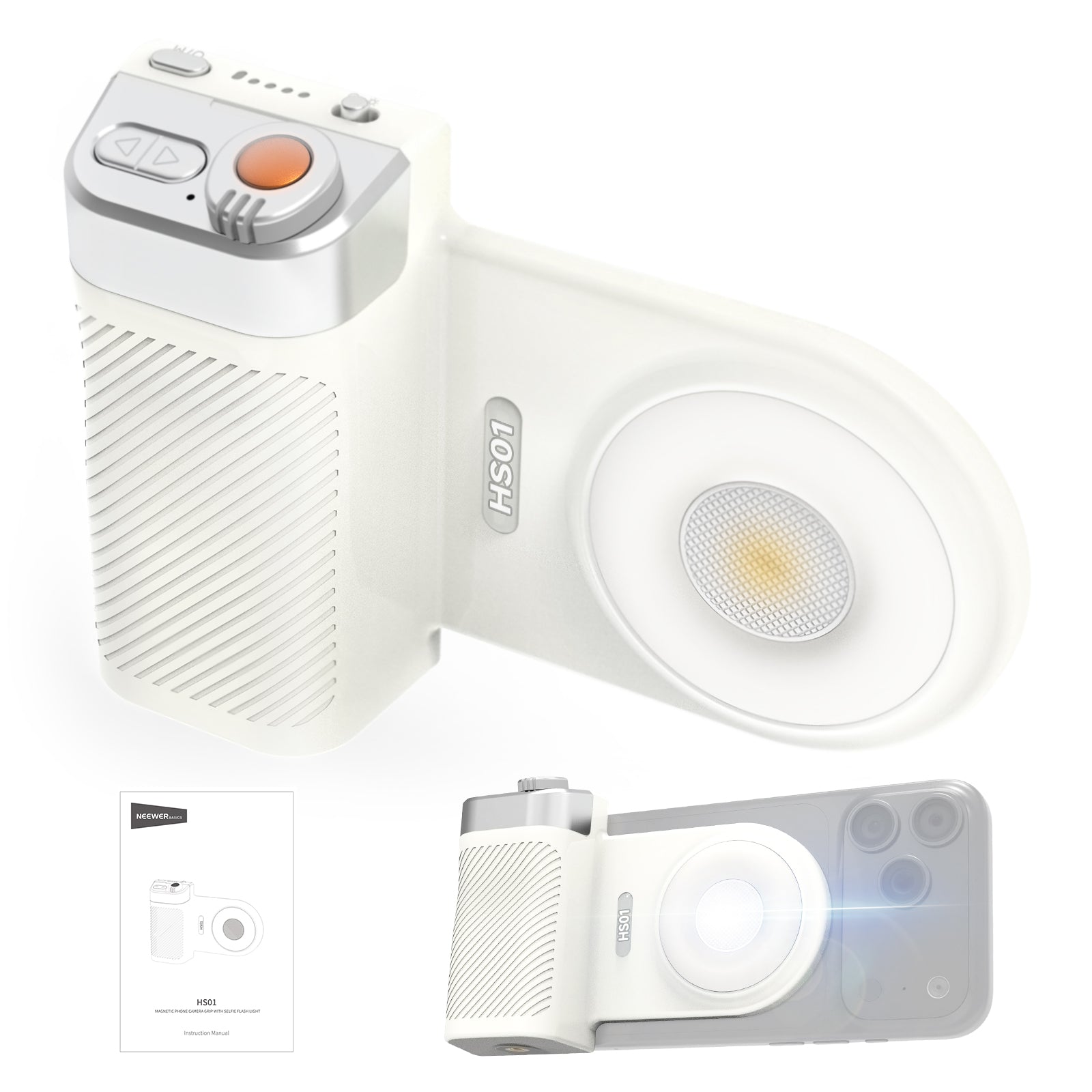 NEEWER HS01 Magnetic Phone Camera Grip with 2 in 1 Light