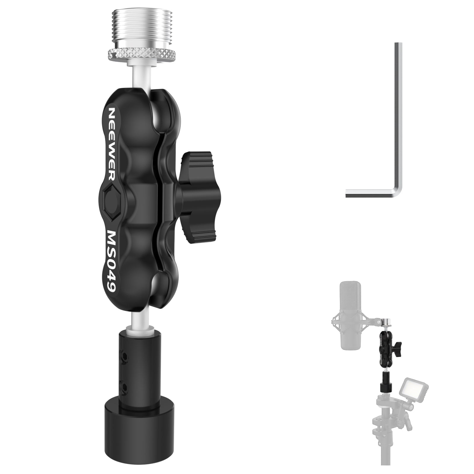 NEEWER MS049 Mic Mount Adapter with 360° Ball Heads