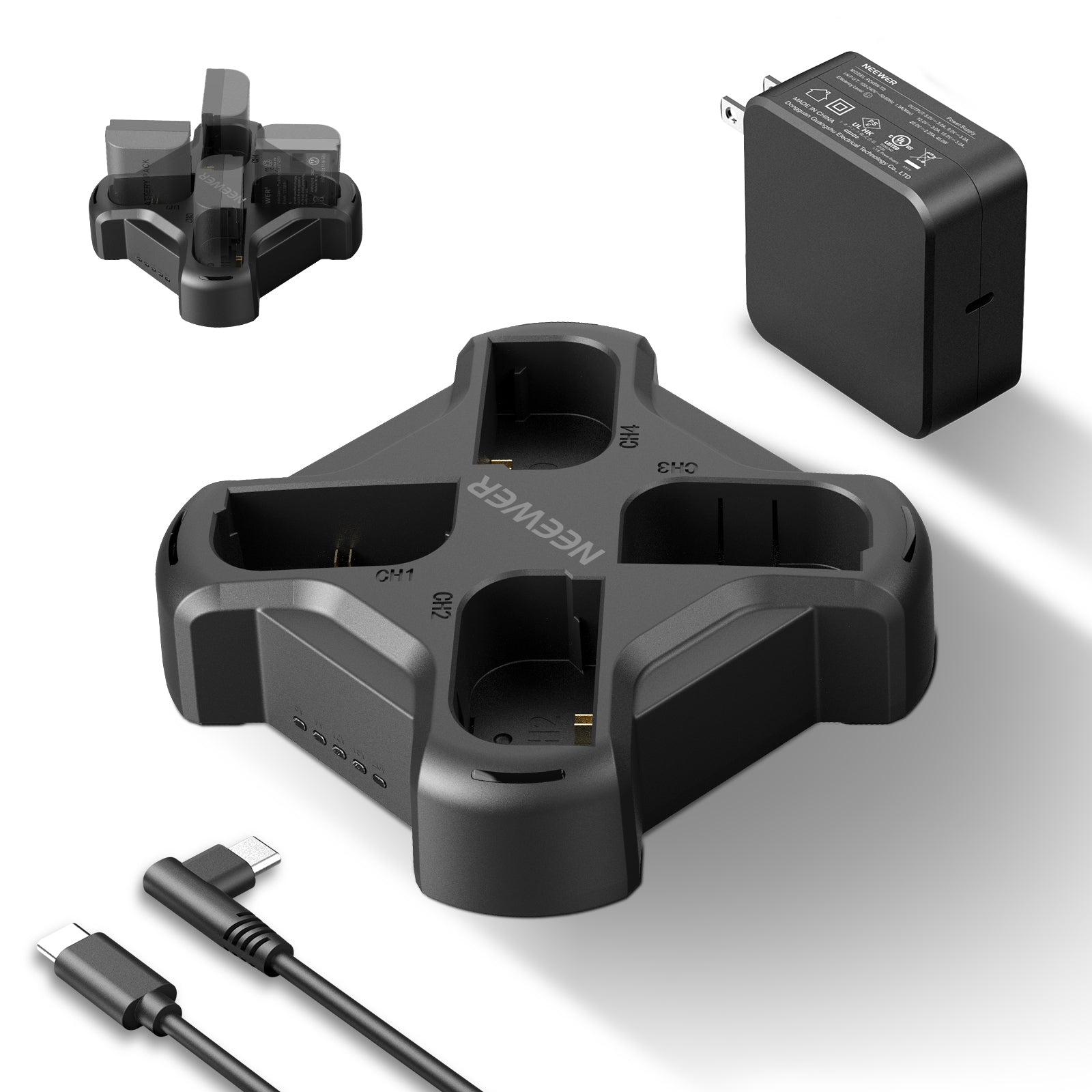 NEEWER NW-P4 45W PD 4 Channel USB Camera Battery Charger