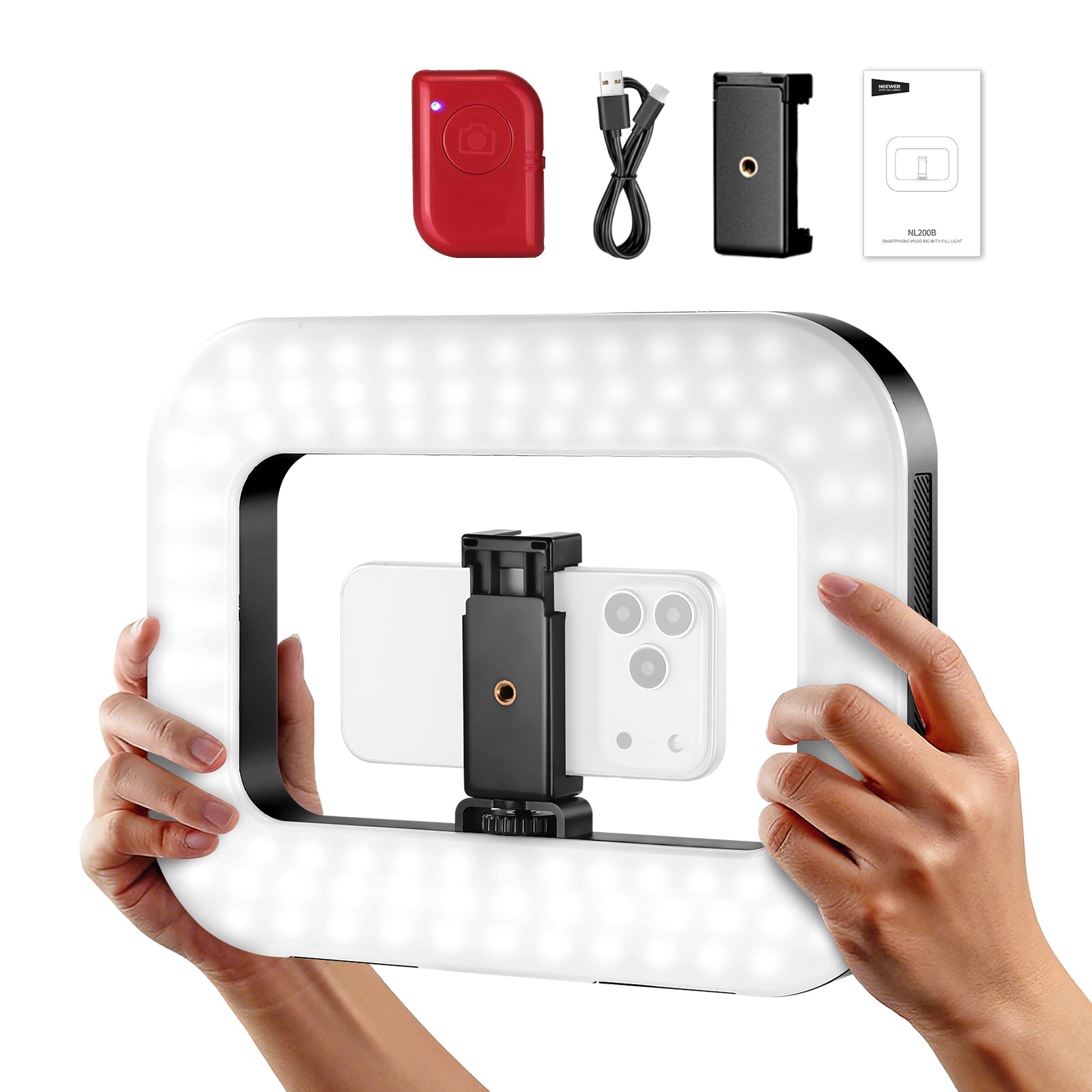 NEEWER NL200B Smartphone Video Rig with Selfie Light