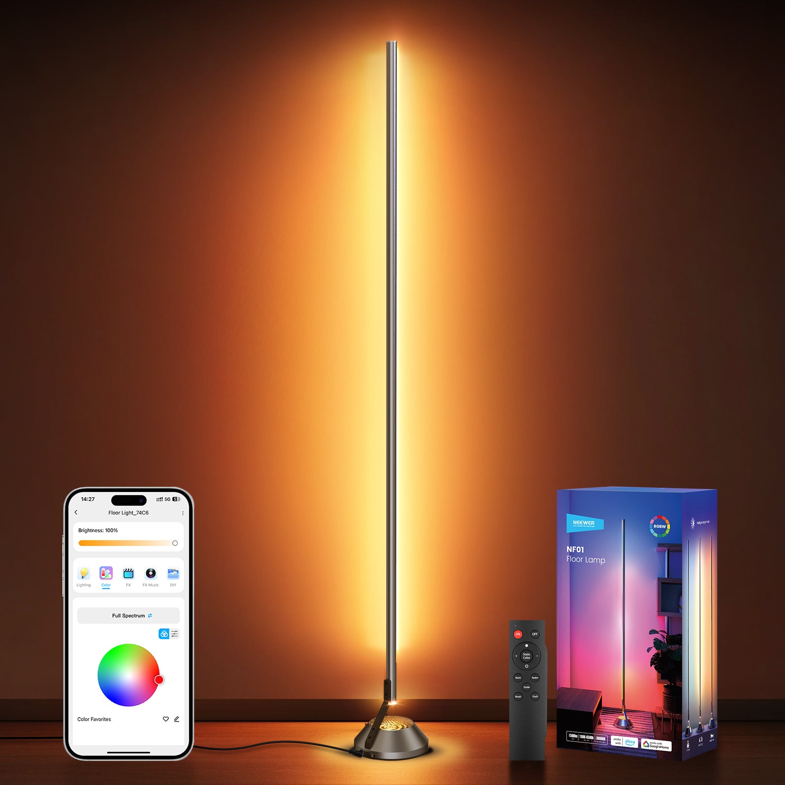 NEEWER NF01 スマート LEDフロアライト 1500lm 1600万色 NEEWER NF01 RGBW Smart Floor Lamp | LED Corner Lamp – NEEWER.UK