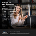 A girl used the NEEWER N45 Overhead Desk Light to illuminate her nails while doing her manicure.