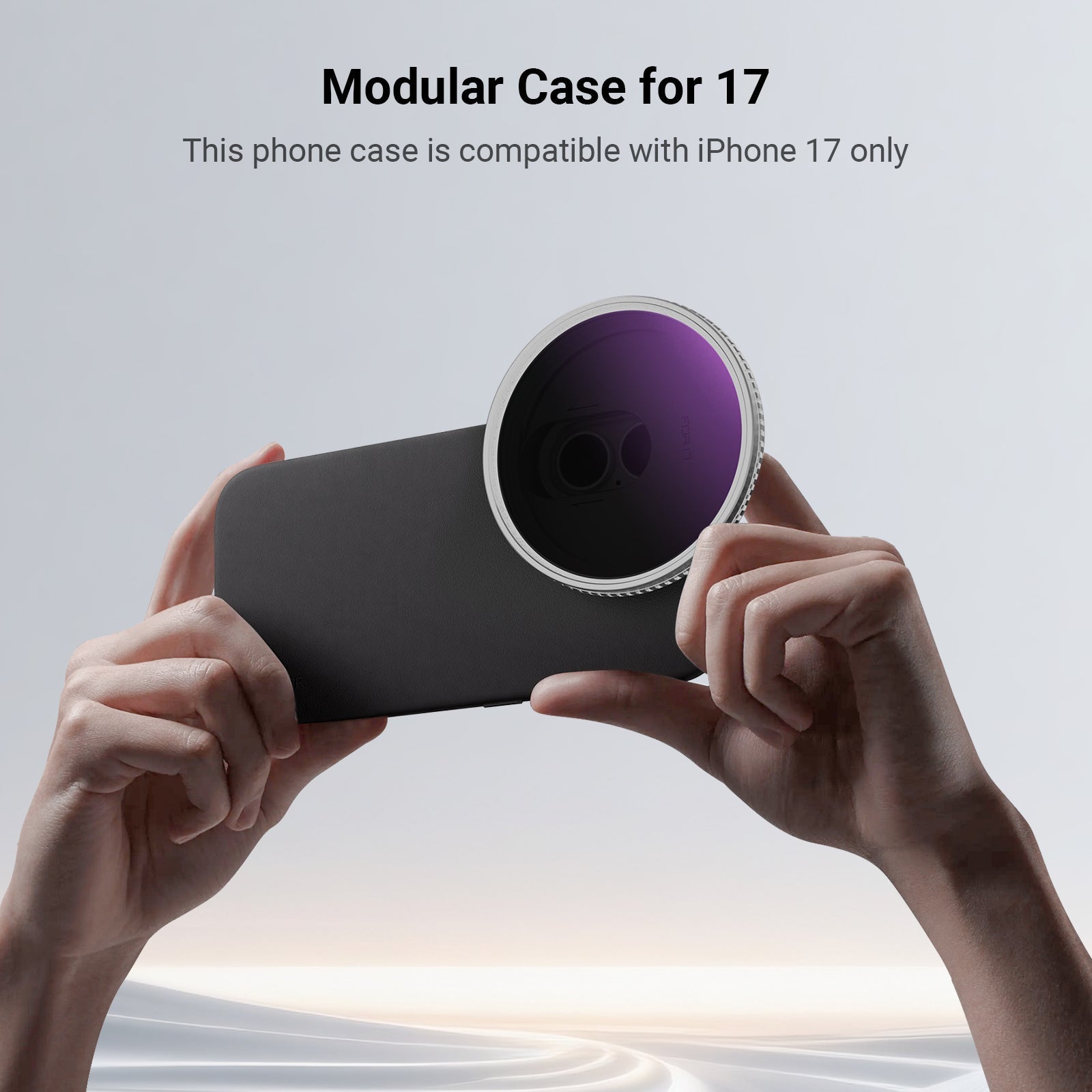 A pair of hands holding an iPhone 17 with a NEEWER PA159 phone case