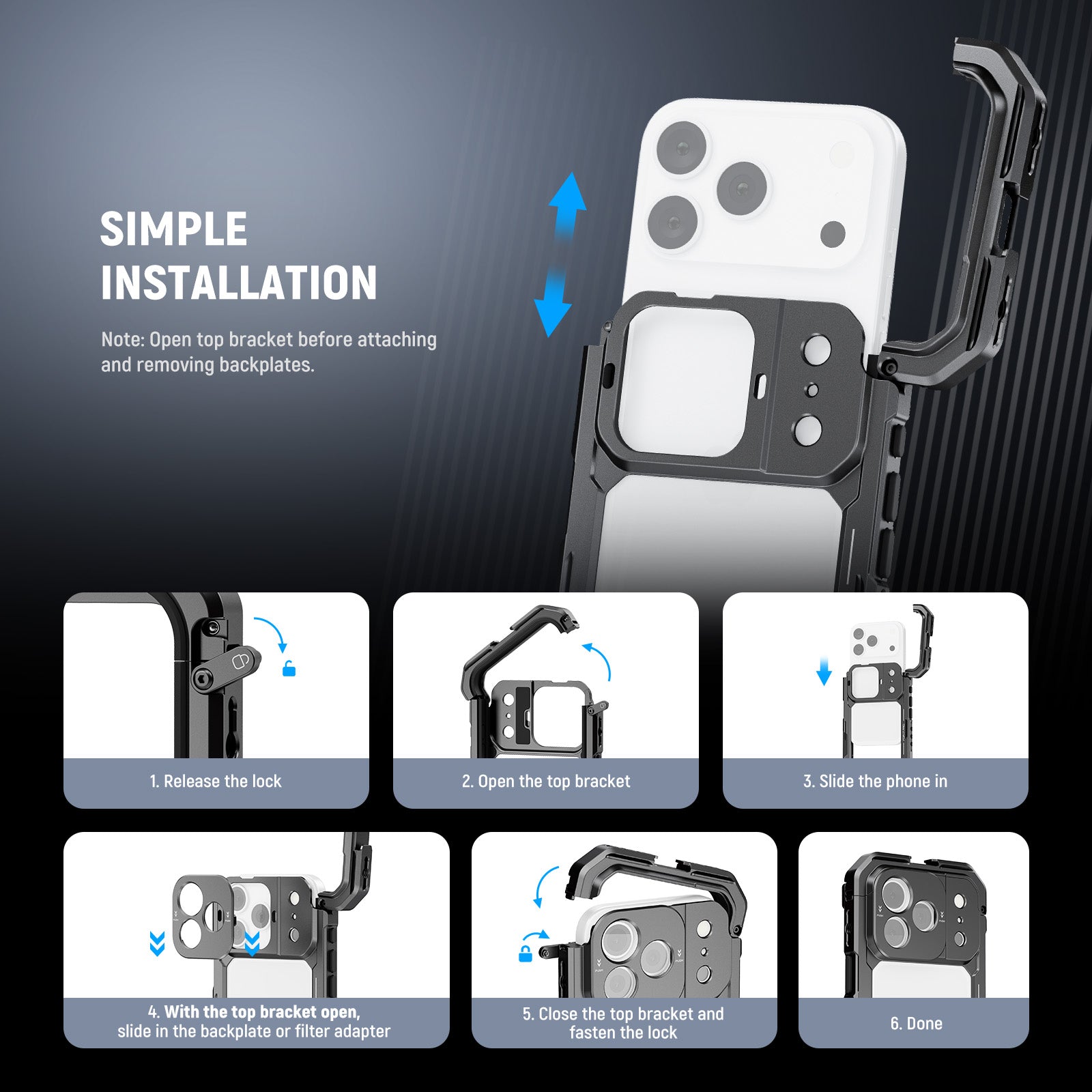 Cage Vidéo Pour IPhone 17 Pro - Avec Anneau Filtre 67mm, Plaque 17mm Et Monture T - Compatible Moment, Stabilisation