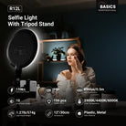The NEEWER R12L  ring light provides soft, even illumination, creating a shadow-free, flattering glow as the woman applies skincare while filming a beauty tutorial video.