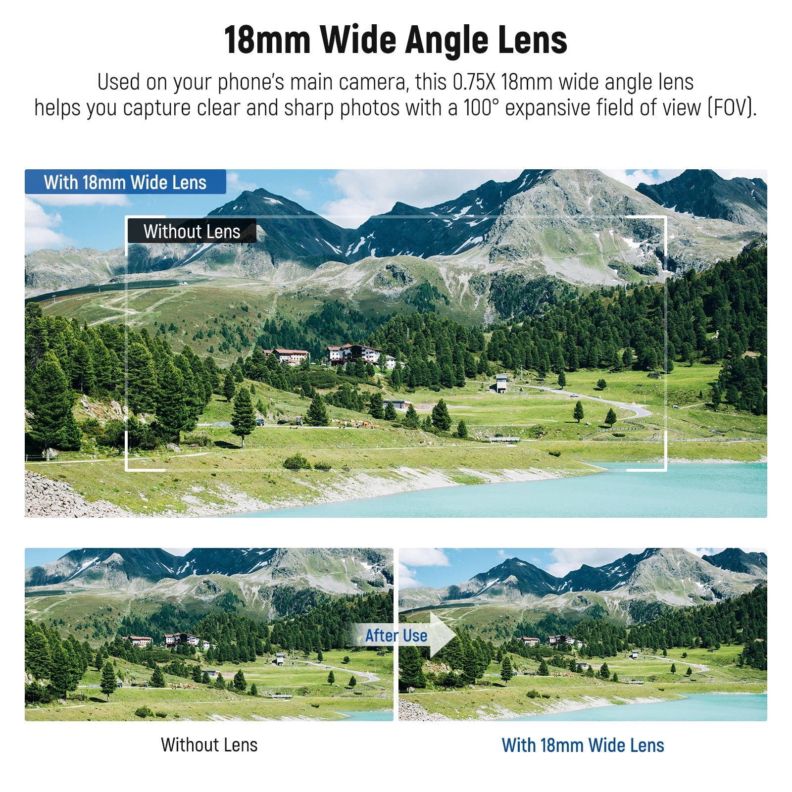 NEEWER LS-72 100° FOV 18mm Wide Angle Lens