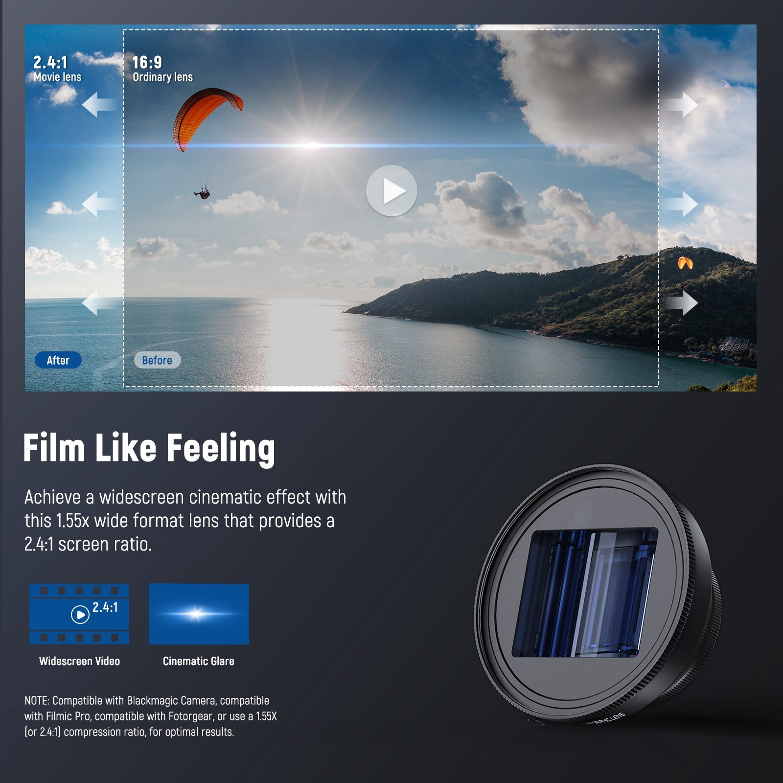 NEEWER LS-43 PRO 1.55x Blue Flare Anamorphic Lens – NEEWER.UK