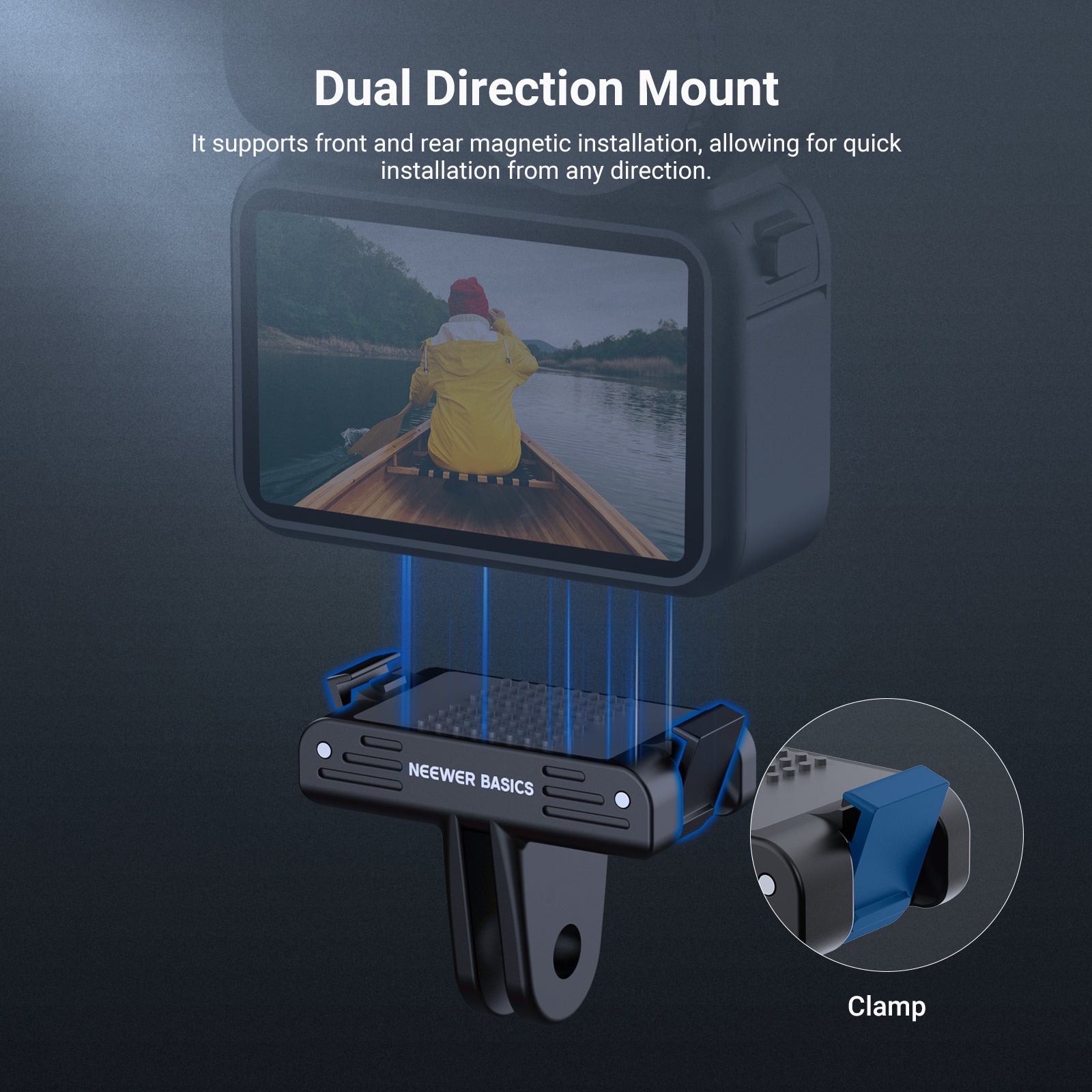 NEEWER AC057 Magnetic Mount Adapter supports front and rear magnetic installation.