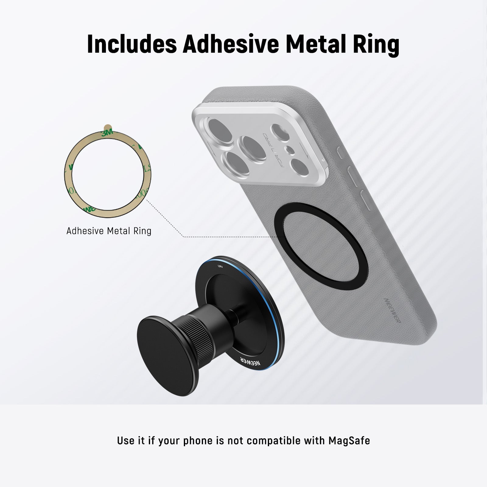 This set includes an adhesive metal ring.