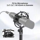 NEEWER MS043 Microphone Shock Mount fits microphones of 2.4" to 2.6" diameter.