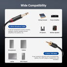 The 1/8 to dual 1/4 adapter is compatible with mixers, speakers, amplifiers, studio monitors, and PA (public address) systems.