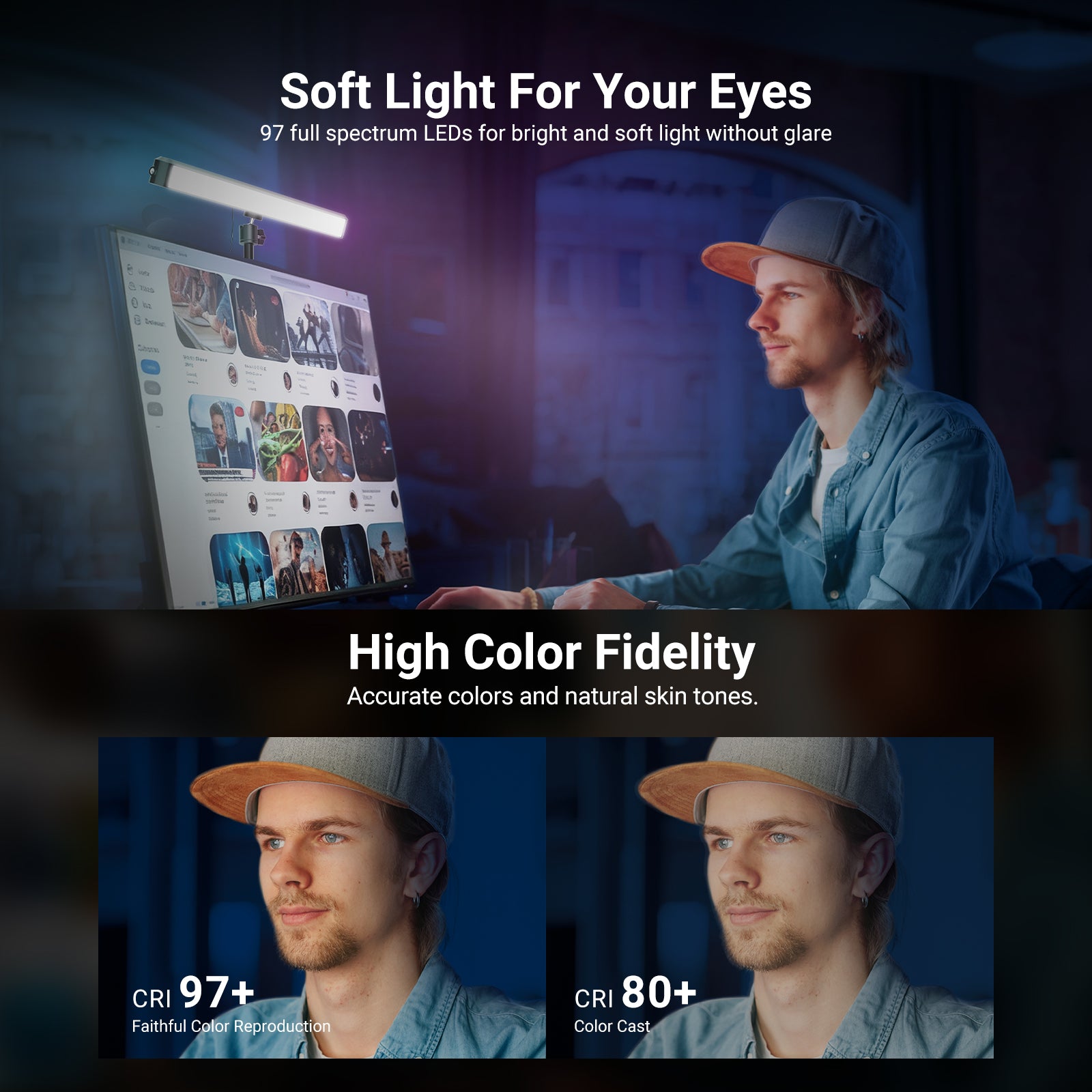 NEEWER NG01 RGB LED Streaming Key Light offers soft light for your eyes.