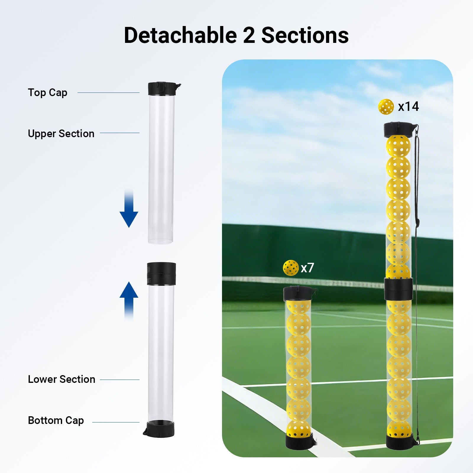 The tube breaks down into two sections for easy transport in your gear bag or car trunk.