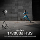 Supports 1/8000s HSS using the QZ/QPro trigger (not included) to control background exposure and freeze motion even in bright conditions