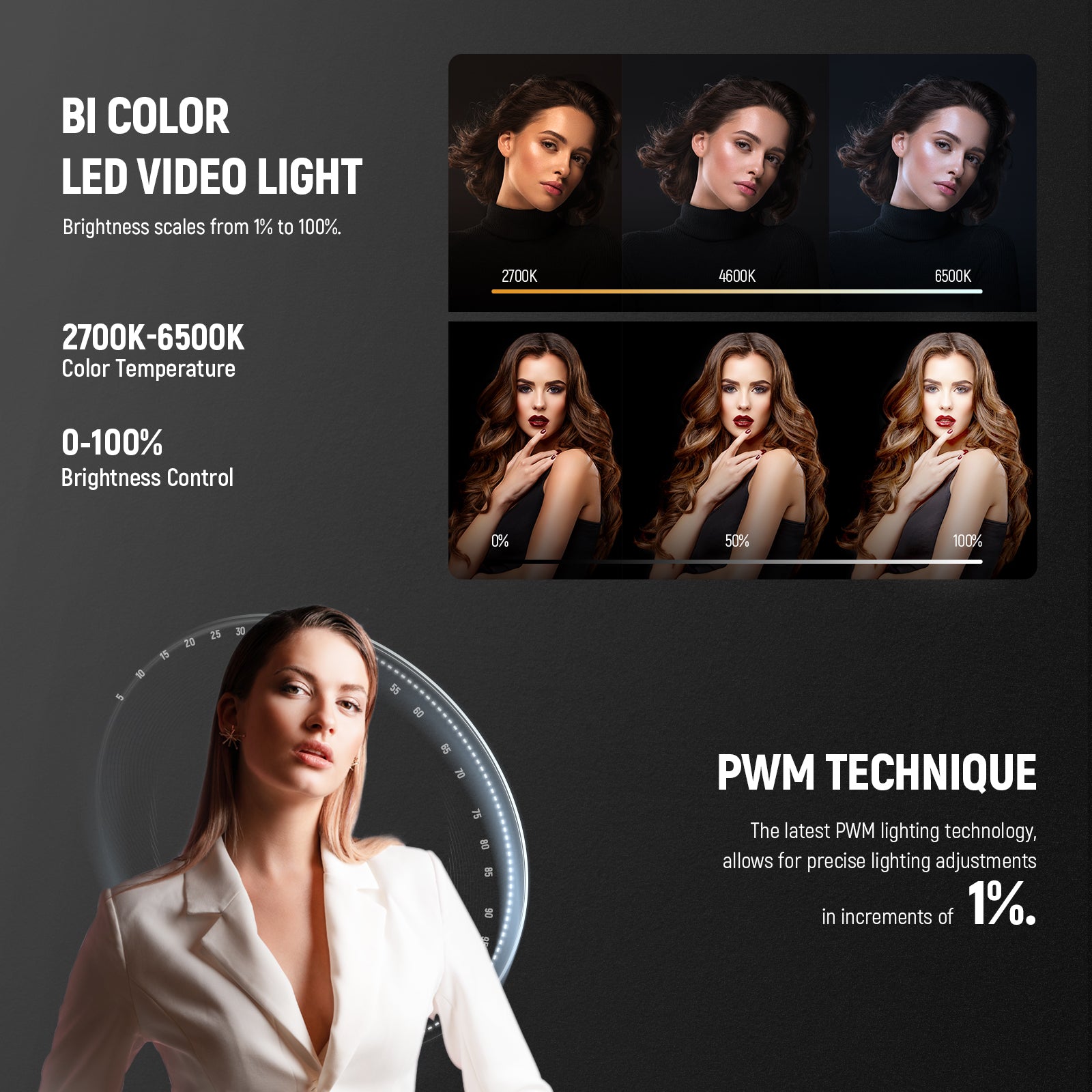 NEEWER MS60B Bi color LED Video Light Handheld Spotlight