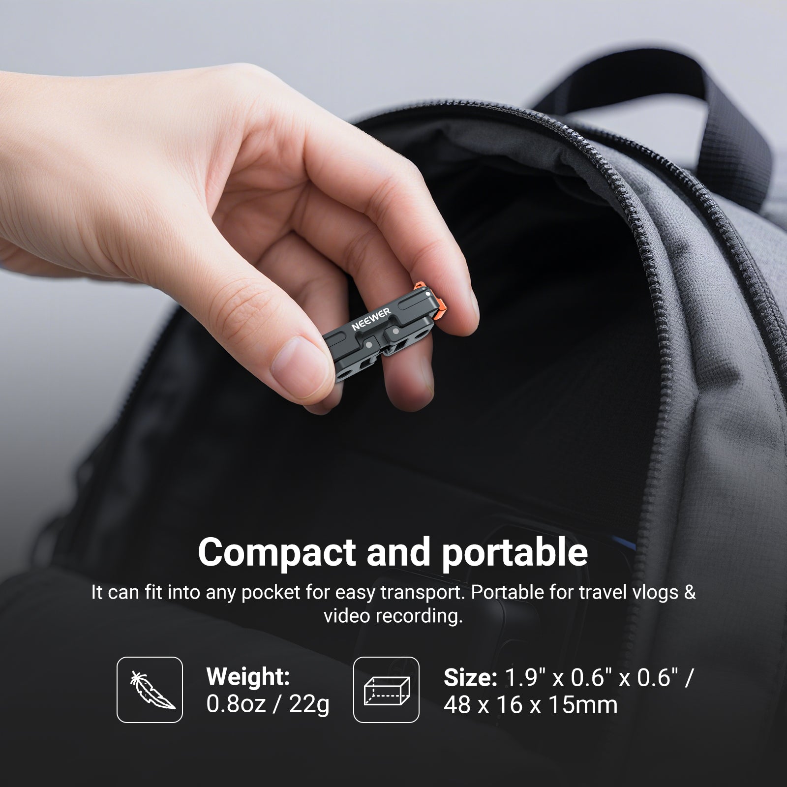 NEEWER AC045 Magnetic Mount Adapter for Insta360 GO Ultra is compact and can fits into any pocket.